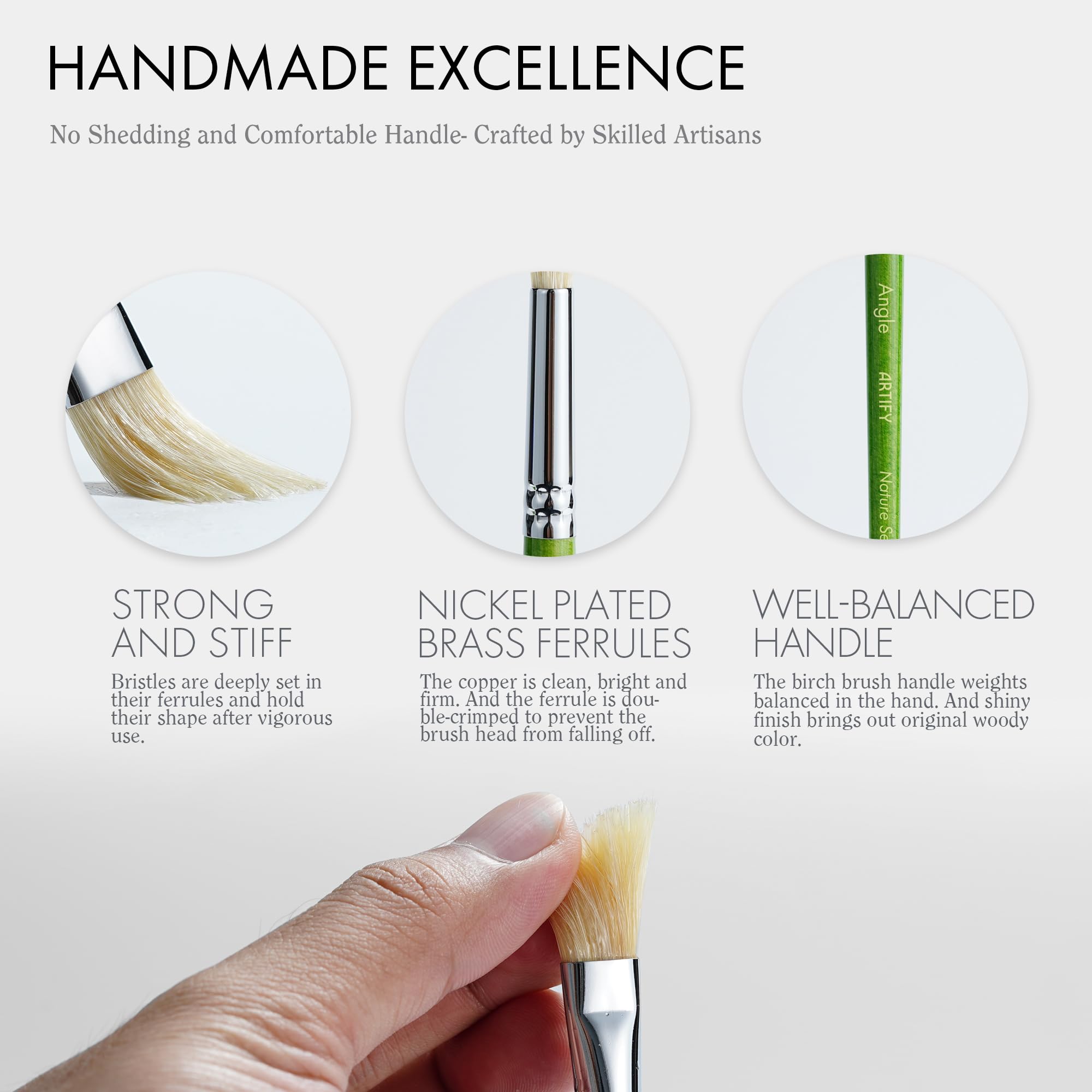 ARTIFY 15-Piece Professional Oil & Acrylic Paint Brush Set - Chunky Bristle Paintbrushes with Long Heavy Handle for Artists - Perfect for Oil, Acrylic, Gouache Painting on Canvas, Wood & Fabric
