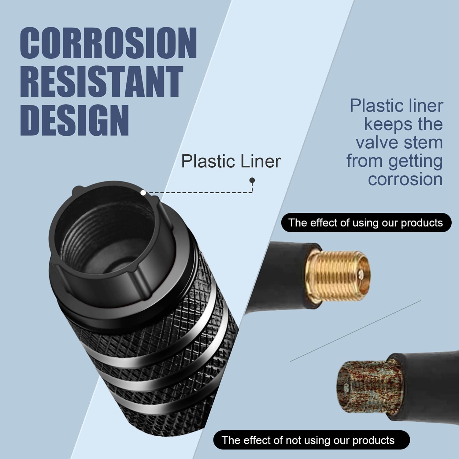5-Pack Black Tire Valve Caps - Corrosion Resistant Car Accessories for Cars, Trucks & Bikes