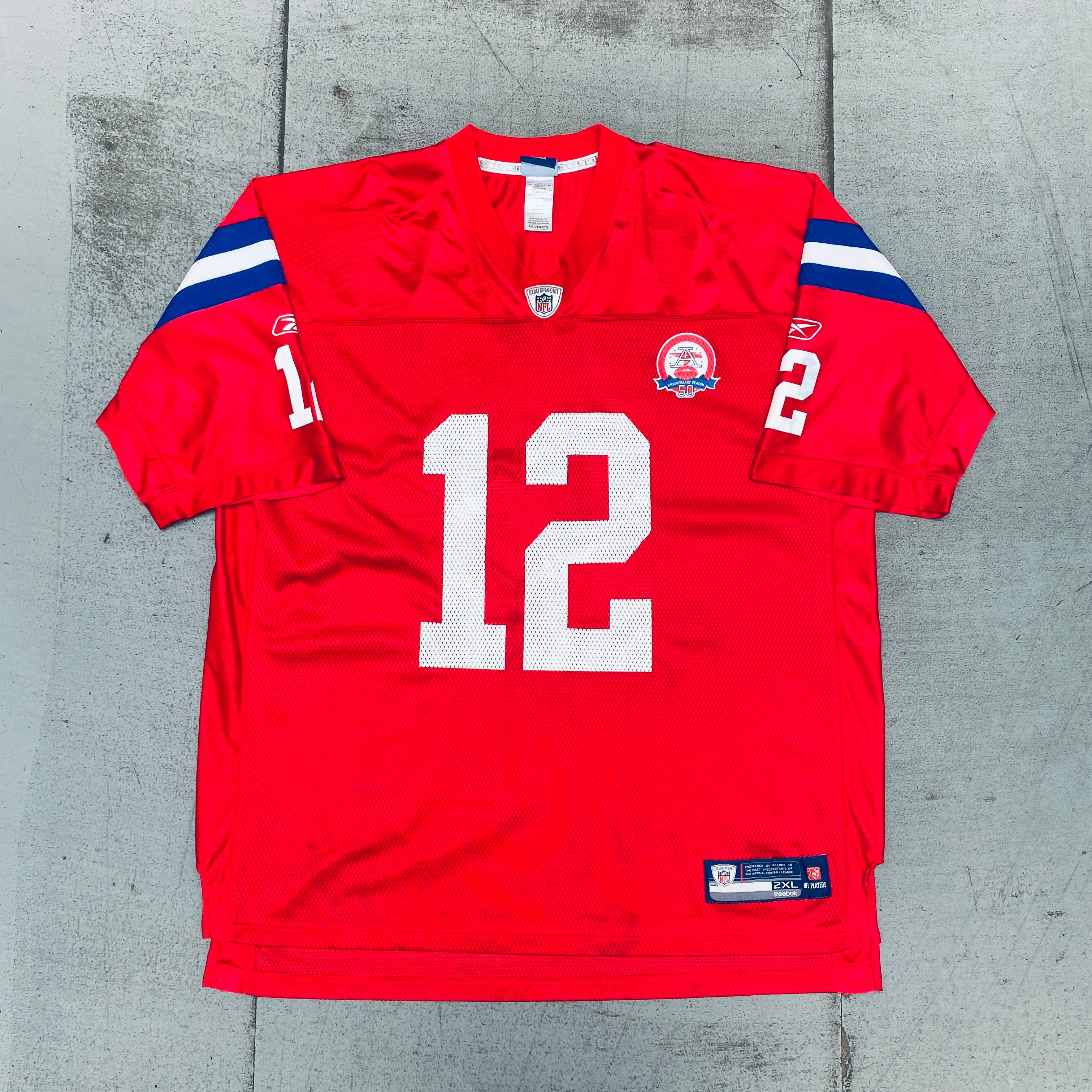 Authentic New England Patriots Tom Brady 2009/10 NFL Jersey with AFL 50th Season Anniversary Patch - XXL Size - Perfect for Game Day, Fan Collections & Sports Memorabilia