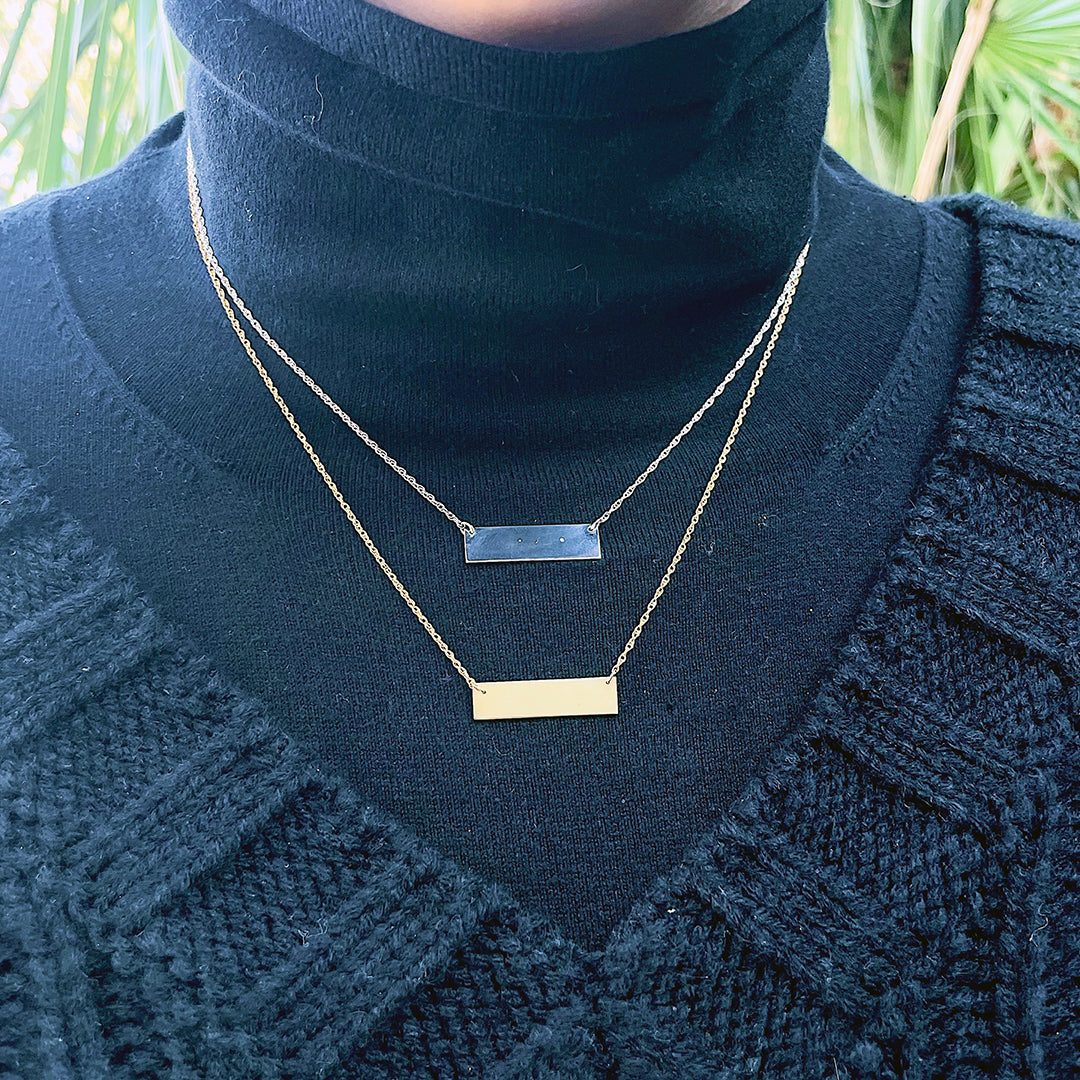 14K Yellow Gold Bar Pendant Necklace for Women - Minimalist Dainty Layering Chain Jewelry - Perfect for Everyday Wear, Gift Giving & Special Occasions