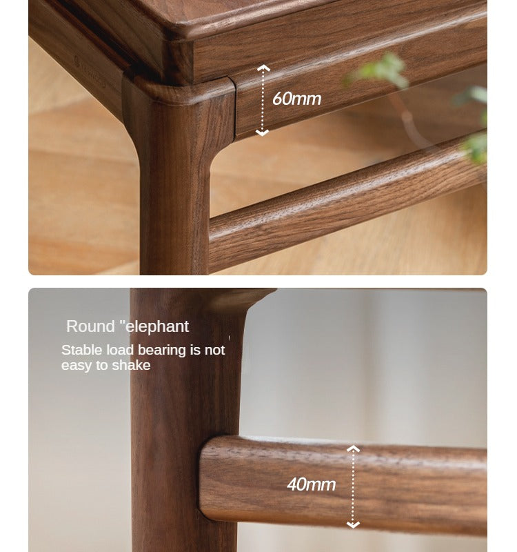 Premium Black Walnut Solid Wood Tea Table - Handcrafted Rustic Coffee Table for Living Room, Perfect for Tea Ceremony, Reading Nook & Cozy Home Decor