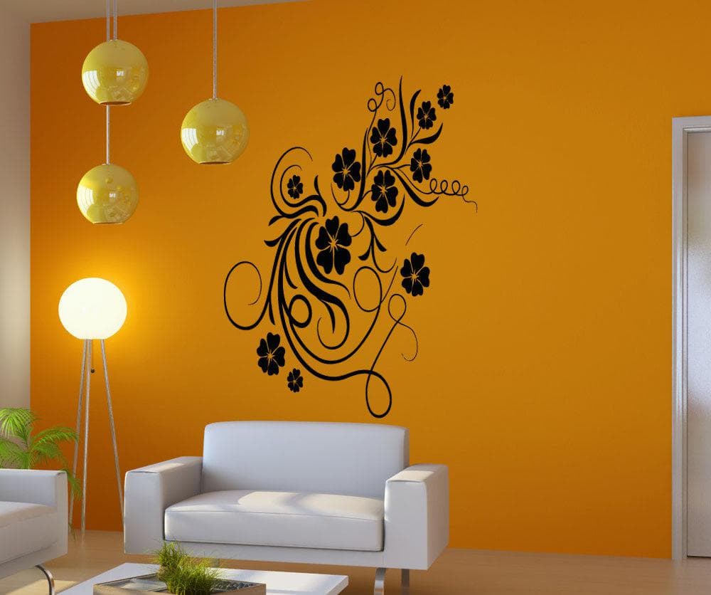 Vinyl Wall Decal Sticker - Curly Flower Vines Design #5171 | Removable Home Decor for Bedroom, Nursery, Living Room | Perfect for DIY Wall Art and Interior Design