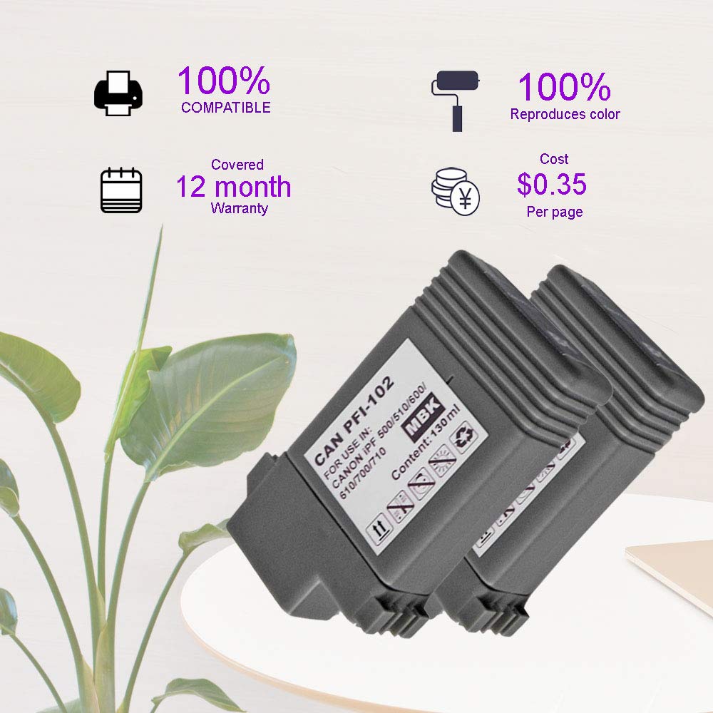 OGOUGUAN Ink Cartridge PFI-102 for Canon iPF Printers (6-Pack) - Photo & Poster Printing