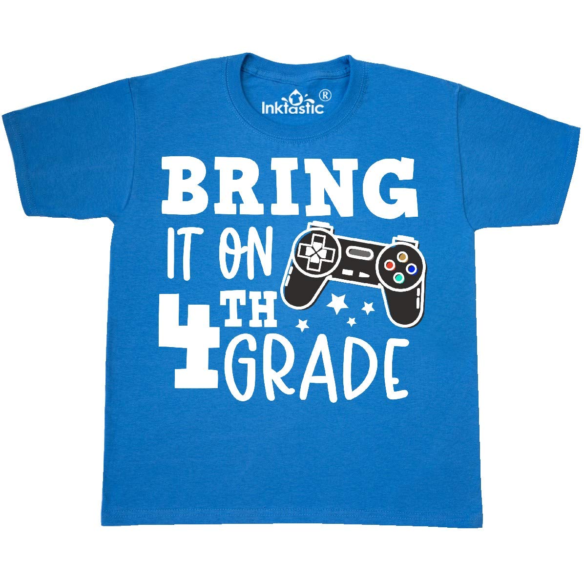 Inktastic Bring It on 4th Grade Video Game Controller Youth T-Shirt - Fun Graphic Tee for Kids, Gamers & Back to School Outfits