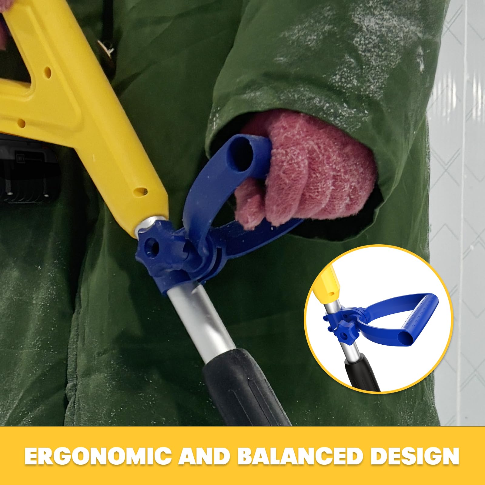 Mellif 12-Inch Cordless Brushless Snow Shovel with 4.0Ah Battery & Charger - 17ft Throw Distance, Heavy-Duty Snow Removal for Driveways, Walkways & Patios (Yellow & Blue)