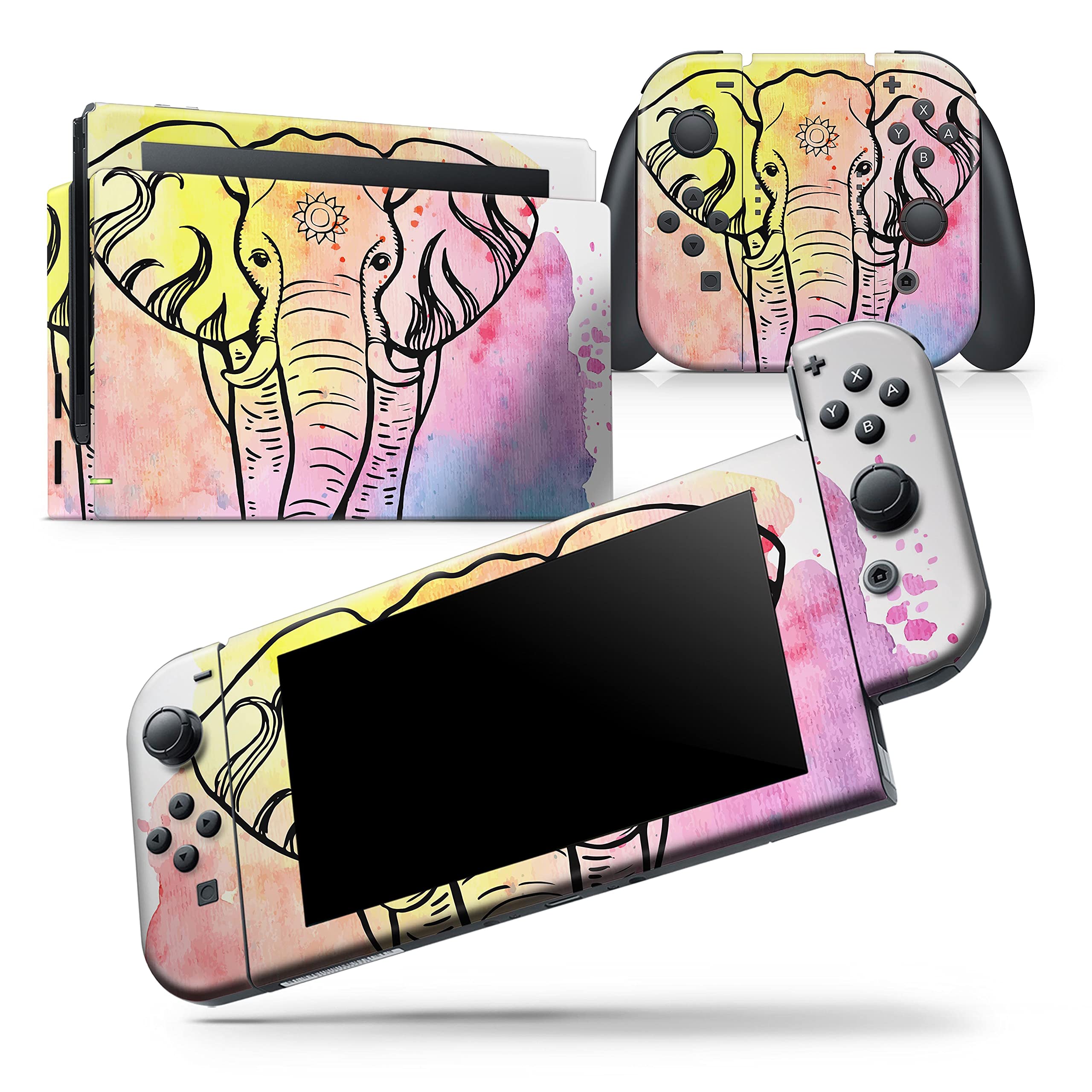 Nintendo Switch Pro Controller Skin Decal - Sacred Elephant Watercolor Vinyl Wrap Cover - Scratch-Resistant, Removable Protective Cover for Gaming Enthusiasts - Perfect for Customizing & Protecting Your Controller During Intense Gaming Sessions