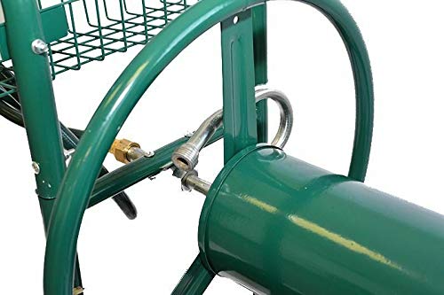 Heavy Duty 300FT Garden Hose Reel Cart with Storage Basket - Outdoor Watering Solution for Lawns, Yards & Gardening - Durable Steel Frame & Easy Mobility