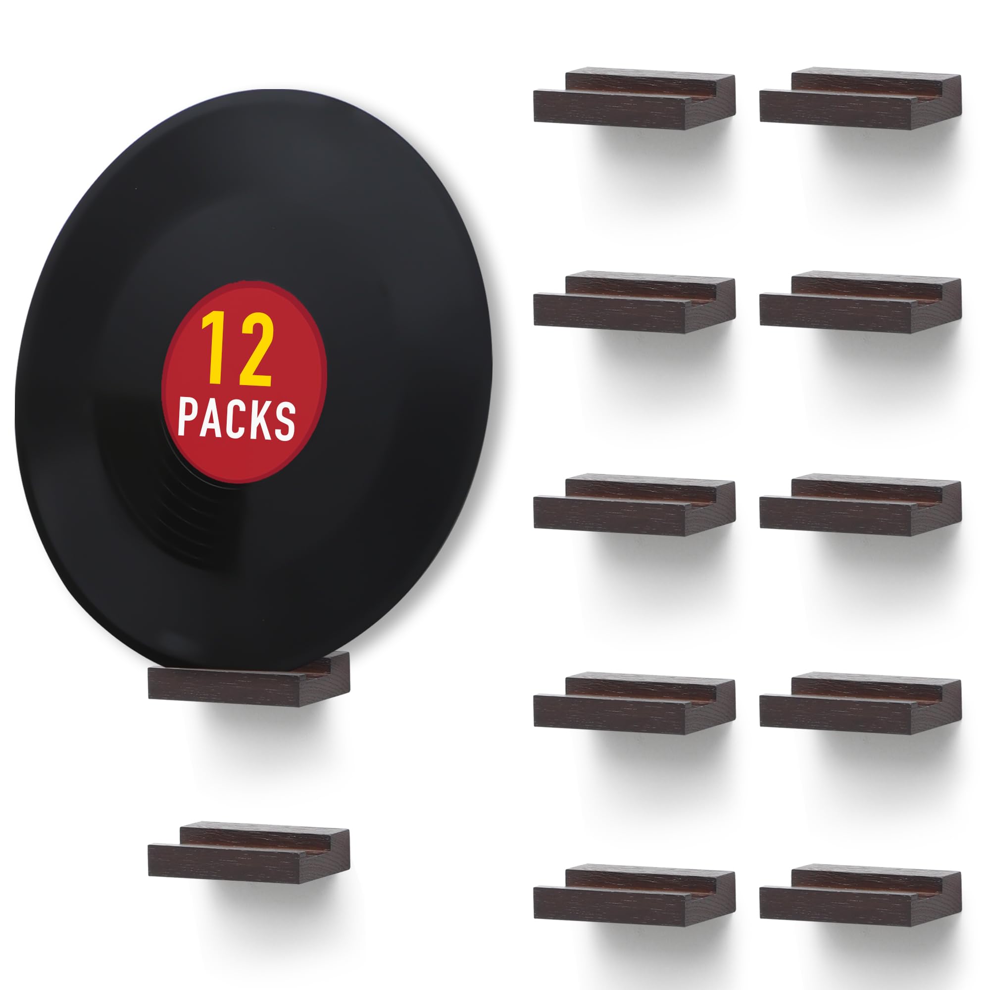 Vintage Wood Vinyl Record Shelf Wall Mount - Small LP, CD & Book Display Holder for Home Decor - Perfect for Living Room, Bedroom & Office Storage & Organization