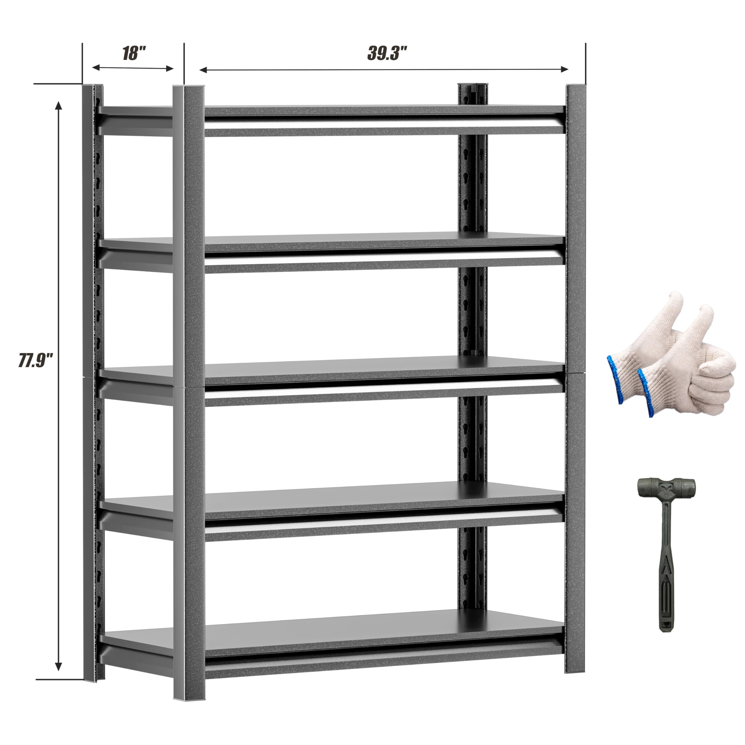 Heavy Duty 5-Tier Garage Shelving Unit, 78