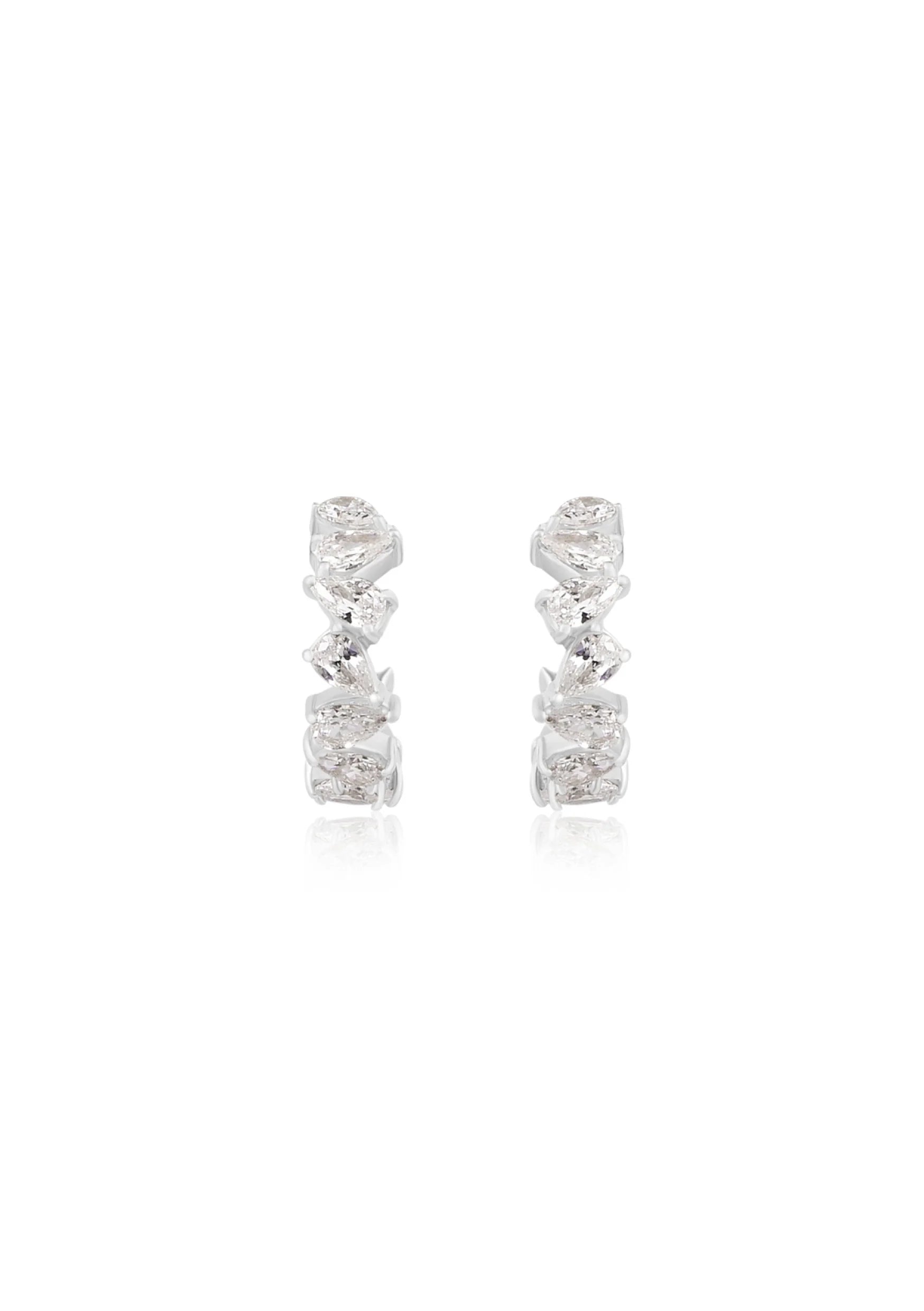 Lola Knight Olivia Crystal Bridal Hoop Earrings - Sterling Silver Wedding Jewelry for Brides, Bridesmaids & Formal Occasions
