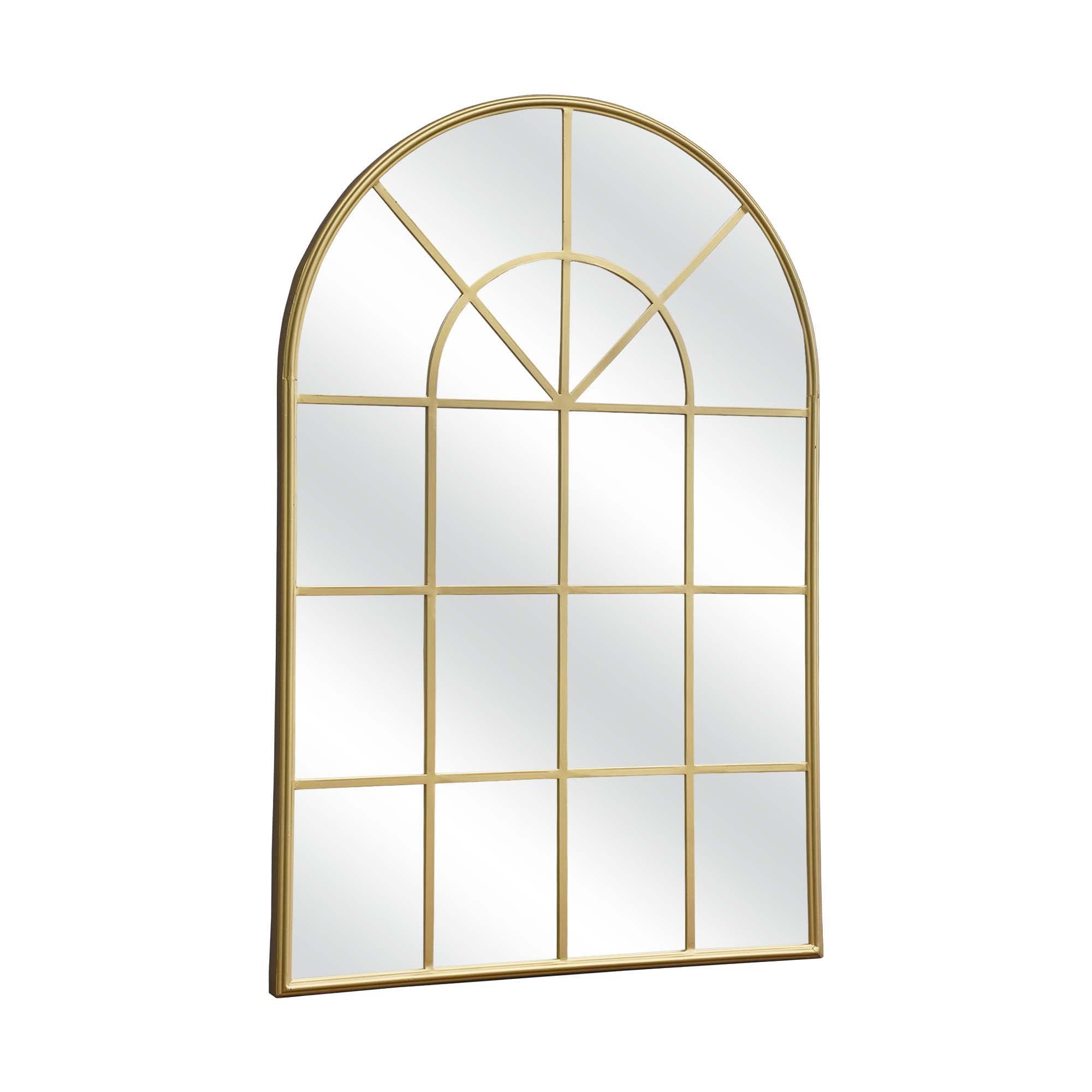 Gold Arched Window Mirror with Metal Frame - 41.5'' Twin Lakes Wall Mounted Cathedral Mirror for Living Room & Bedroom Decor | Elegant Home Accent for Entryway, Hallway, or Bathroom