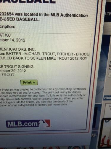 Authentic 2012 Dual Signed Bryce Harper & Mike Trout Game-Used Baseball with MLB Hologram 1/1 - Rare MLB Autographed Cleats for Collectors & Sports Memorabilia Fans - Perfect for Display, Investment & Baseball Enthusiasts
