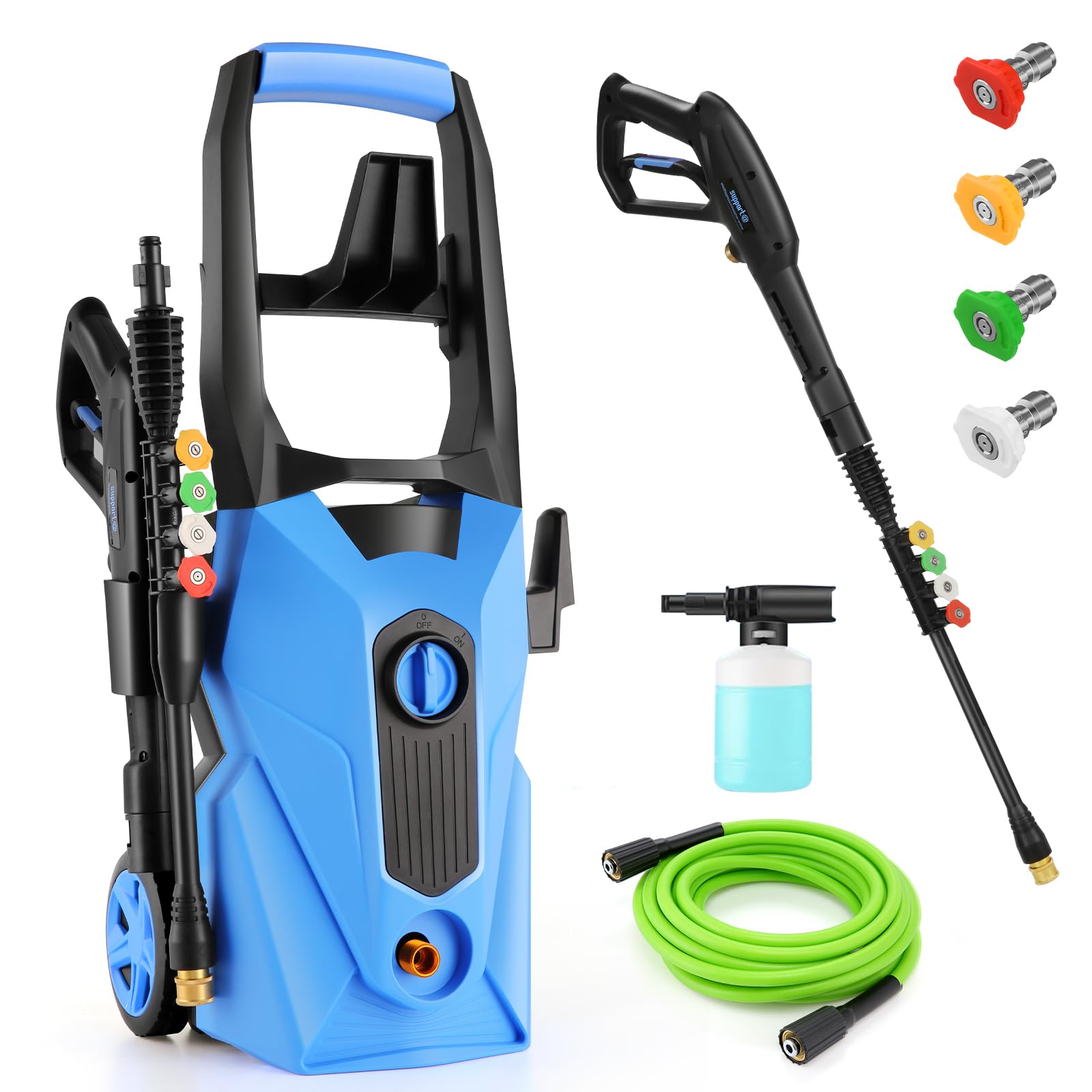4800PSI Electric Pressure Washer - 2.8GPM High Power Washer with 33FT Heavy Duty Extension Hose & 4 Nozzle Tips | Compatible with Undercarriage Cleaners | Professional Grade for Home, Car, Driveway, Deck & Patio Cleaning (Blue)