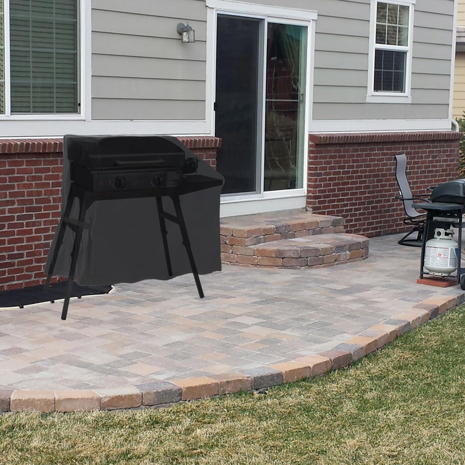 Heavy Duty 600D Polyester Grill Cover for Blackstone 17 & 22 Inch Griddles with Hood and Stand - Weatherproof Outdoor Cooking Accessory for Camping, Backyard BBQs, and Tailgating