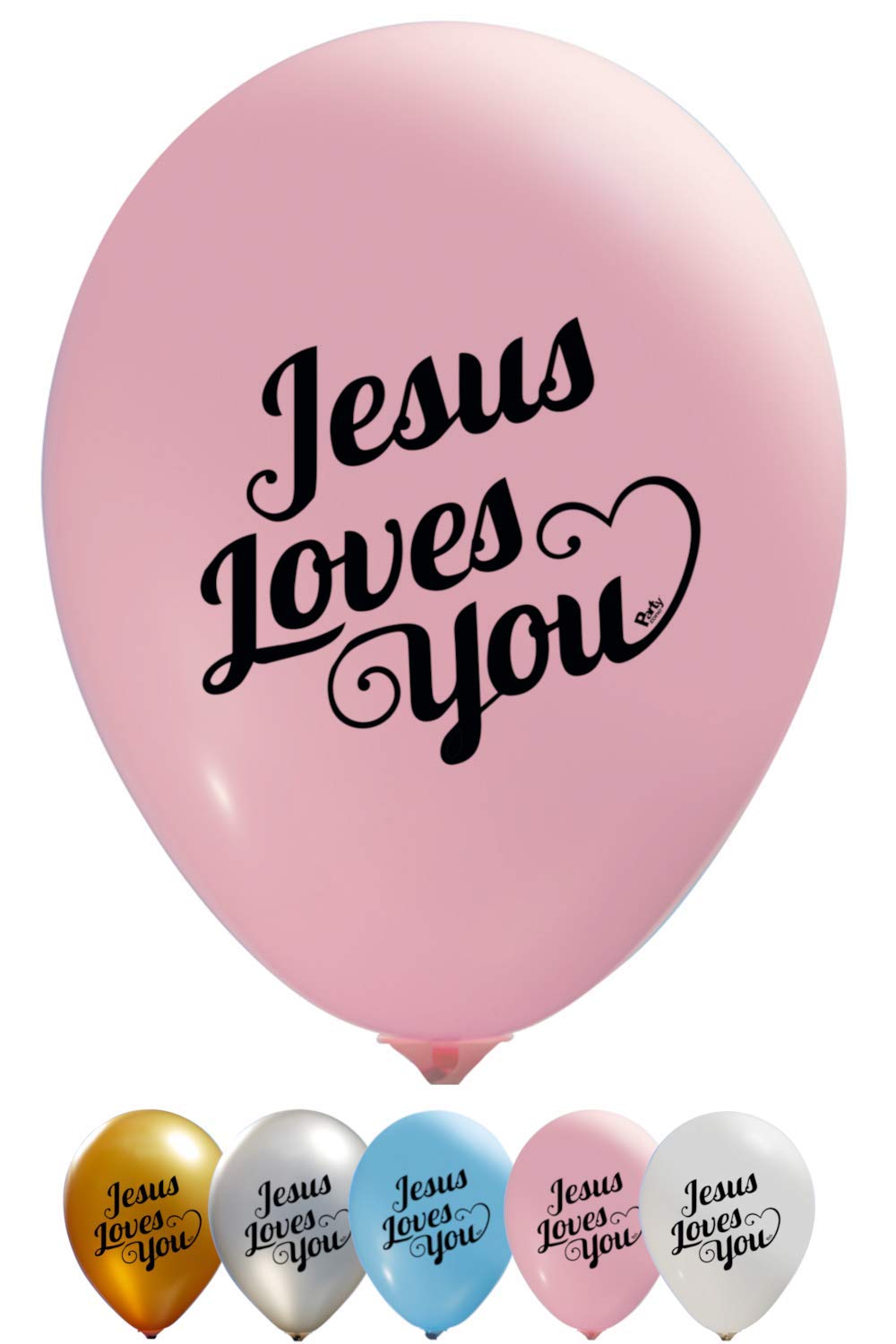 Jesus Loves You Balloons - 12 Inch Latex Balloons with 2-Sided Print (16 Pack) - Fill with Air or Helium for Birthday Parties, Baby Showers & Church Events