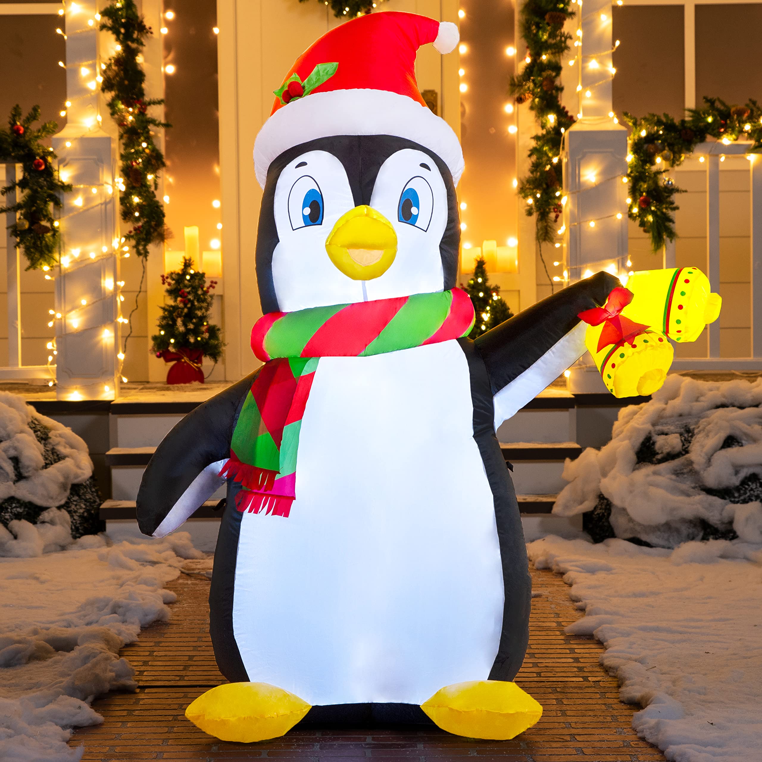 Joiedomi 5 FT Christmas Inflatable Penguin Decoration with Built-in LED Lights - Outdoor/Indoor Holiday Yard Decor for Xmas Party, Garden, Lawn - Perfect for Festive Home Decor & Winter Celebrations