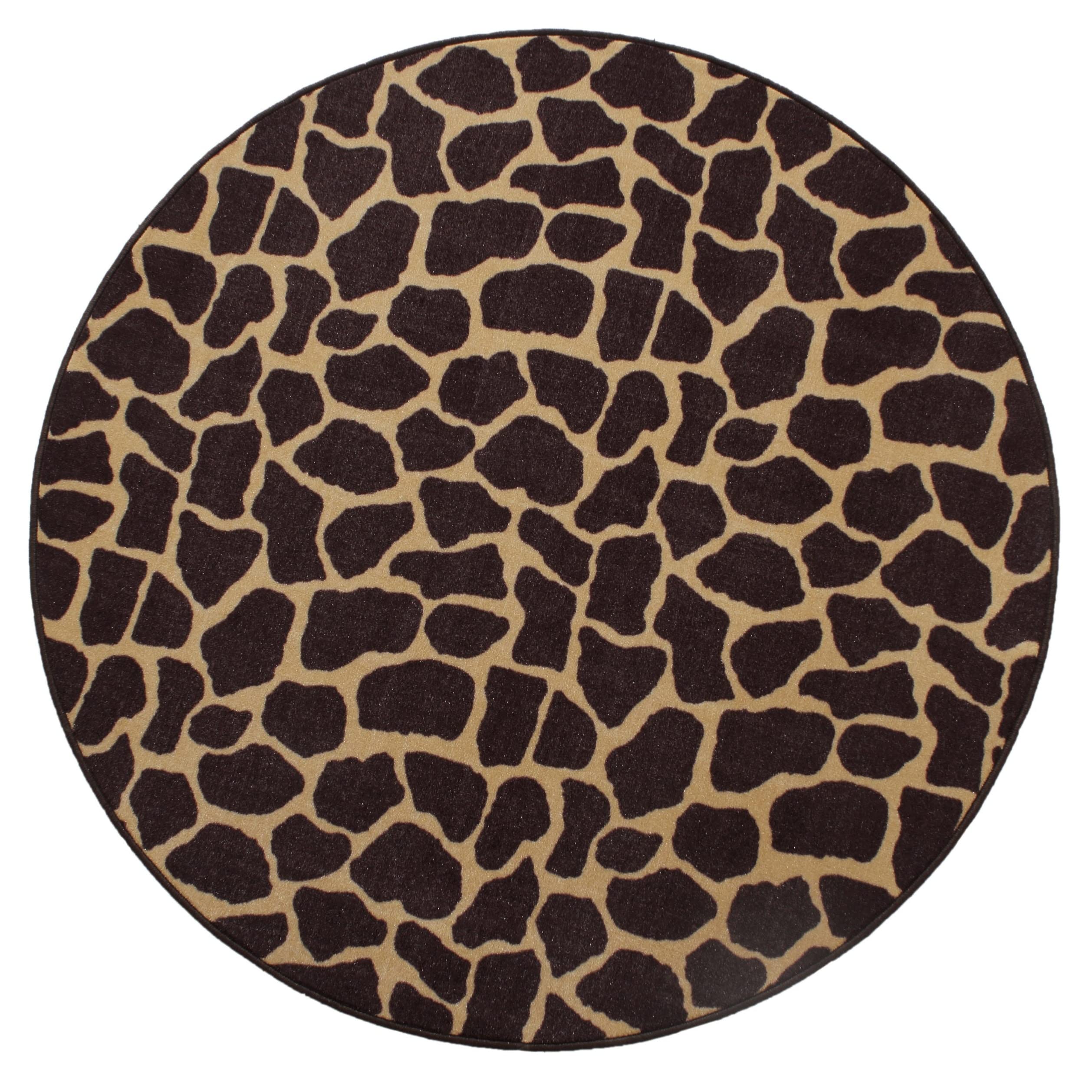 Giraffe Print Round Area Rug 5' - Animal Print Indoor Rug for Living Room, Entryway, Bedroom - Soft Non-Slip Door Mat - Modern Home Decor for Kids Room, Nursery, Office