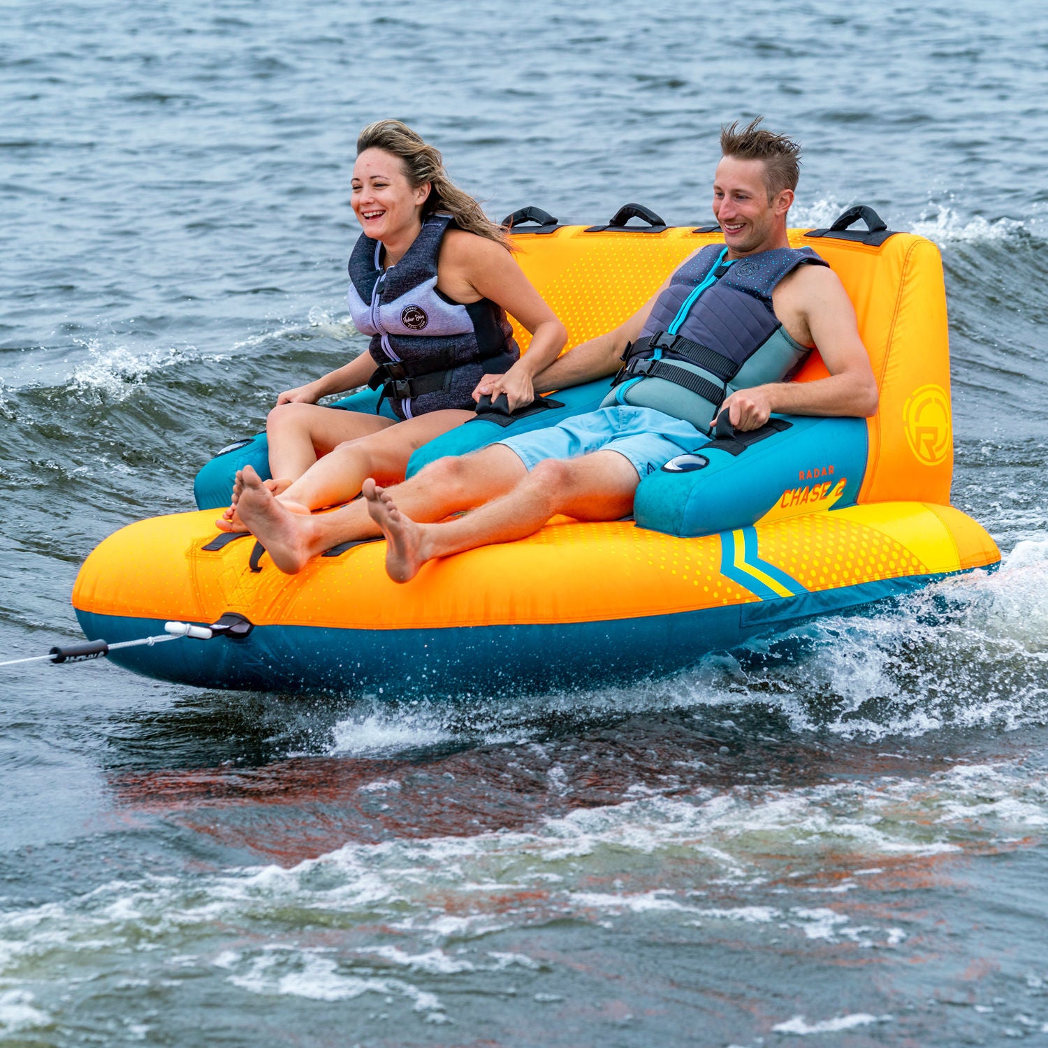 Radar Chase 2 Rider Towable Tube - High-Speed Inflatable Water Tube for Lake & Ocean Fun - Perfect for Family & Friends Water Sports Adventure