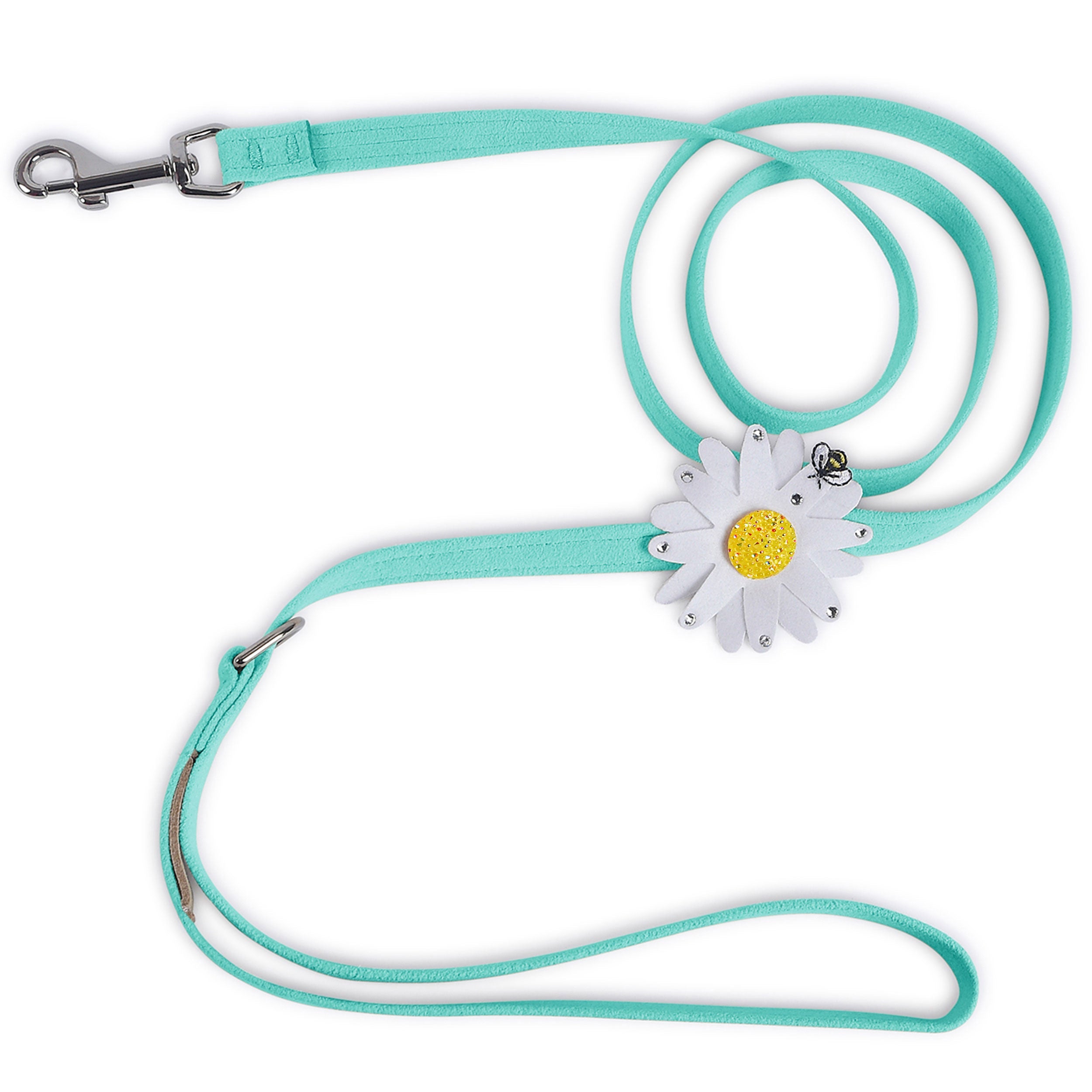 Sparkling Large Daisy Dog Leash with AB Crystal Stellar Center - Fashionable Pet Accessory for Small & Medium Dogs, Perfect for Walks, Training & Outdoor Adventures