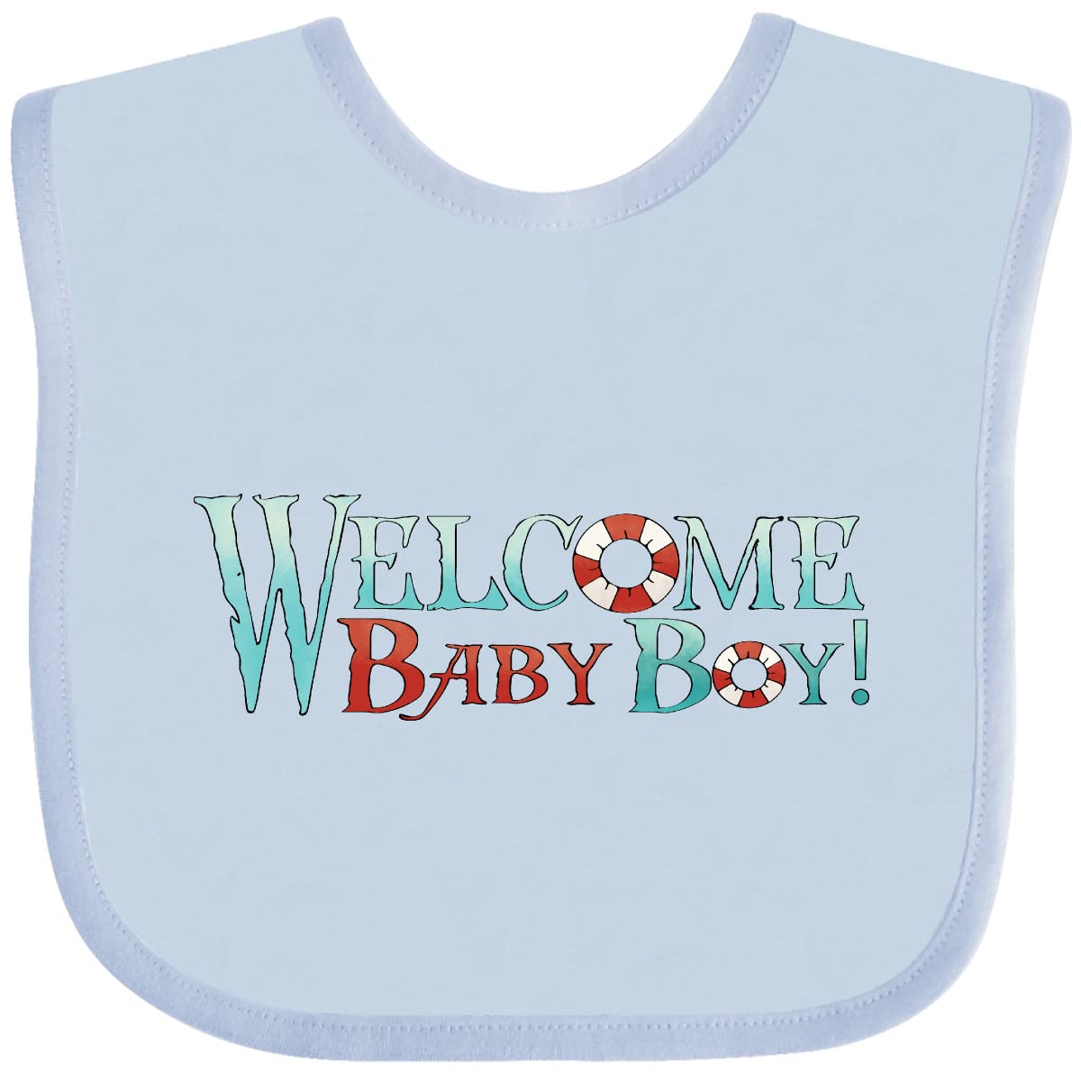 Inktastic Nautical Welcome Baby Boy Bib - Soft Cotton Drool Bib for Newborns & Infants - Perfect for Feeding, Teething & Photo Shoots