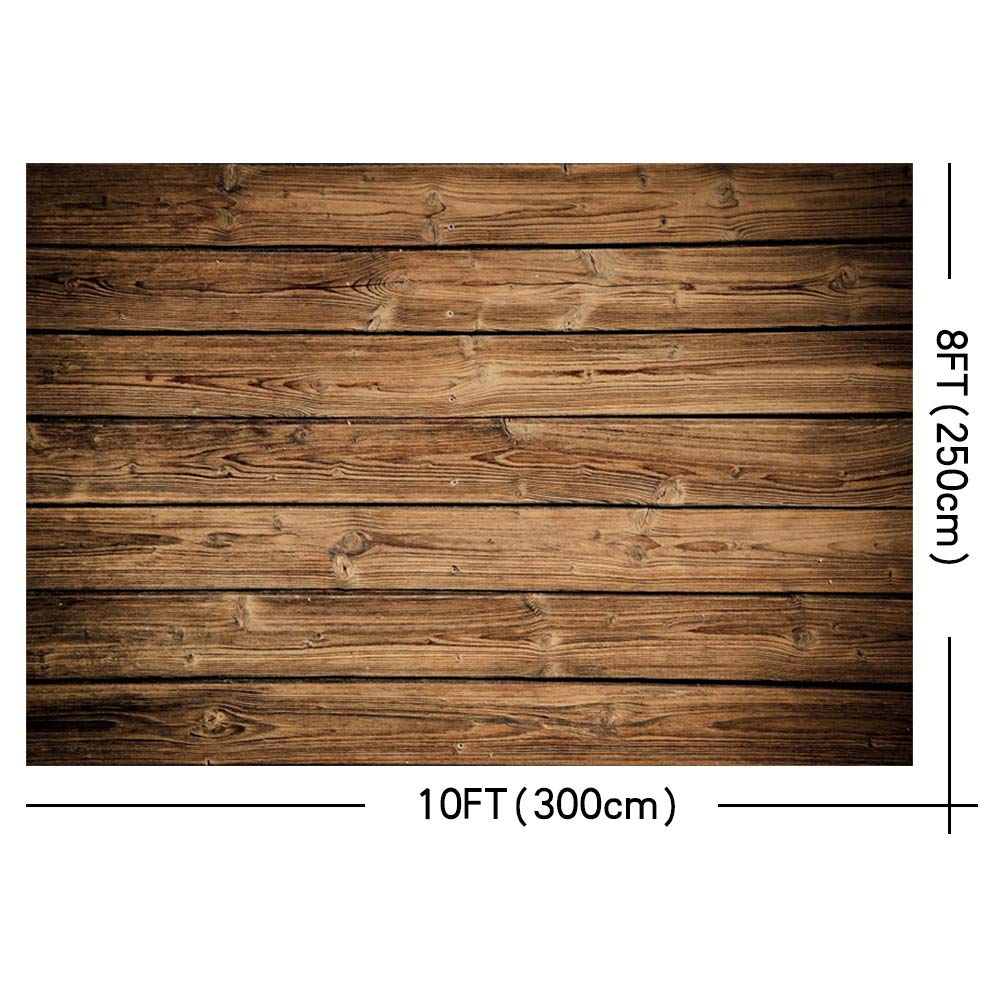 Yeele 10x8ft Rustic Brown Wooden Plank Vinyl Photography Backdrop - Perfect for Food Photography, Baby Showers, Birthday Parties, Cake Table Decor & Newborn Portrait Shoots | Durable Floor & Wall Background