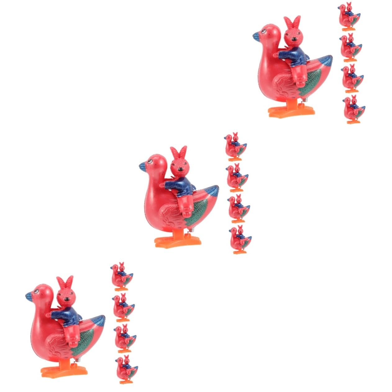 TOYANDONA 15 Pcs Wind Up Clockwork Rabbit Riding Chicken Toy - Novelty Bunny & Chick Jumping Toys for Kids, Party Favors, Home Decor, Birthday Gifts (Plastic Cartoon Animal Figures) - Perfect for Easter Celebrations, Children's Playtime & Whimsical Home Decoration
