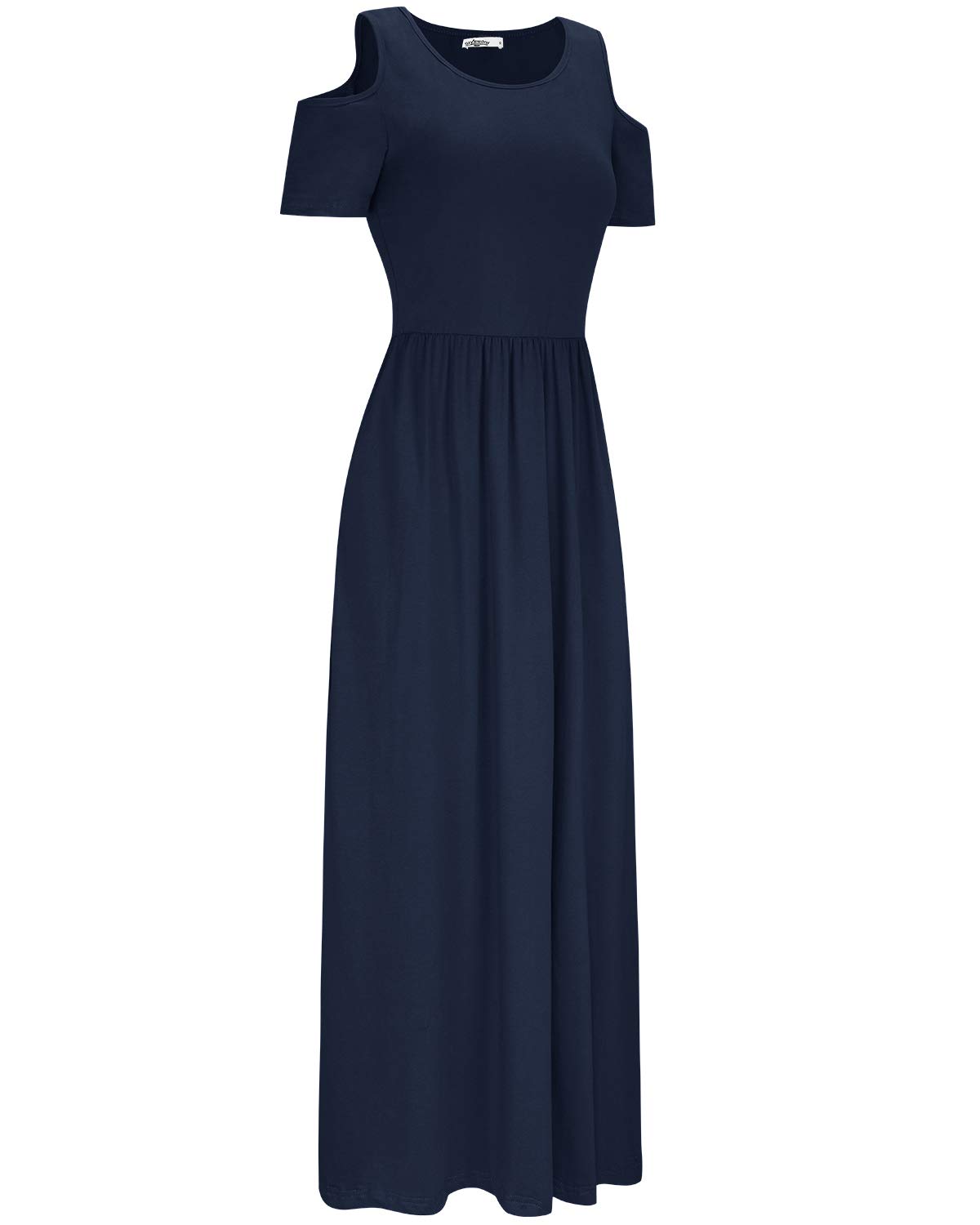 STYLEWORD Women's Summer Maxi Long Dress 2025 - Cold Shoulder Sundress with Pockets for Beach, Vacation & Casual Wear