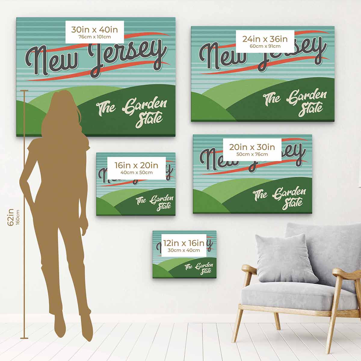Green New Jersey Wall Art Canvas - 96