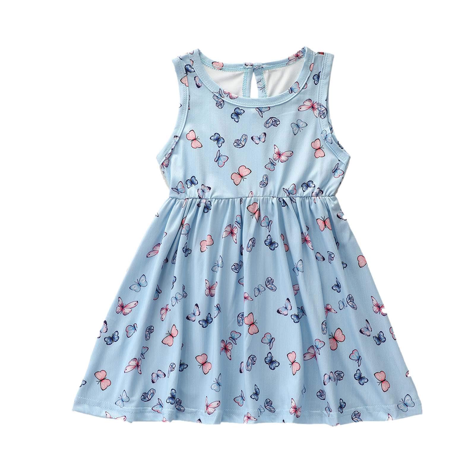 Print Summer Dress for Toddler & Teen Girls - Sleeveless Casual Cute Skirt & Dress Set | Perfect for Beach, Playdates & Family Outings
