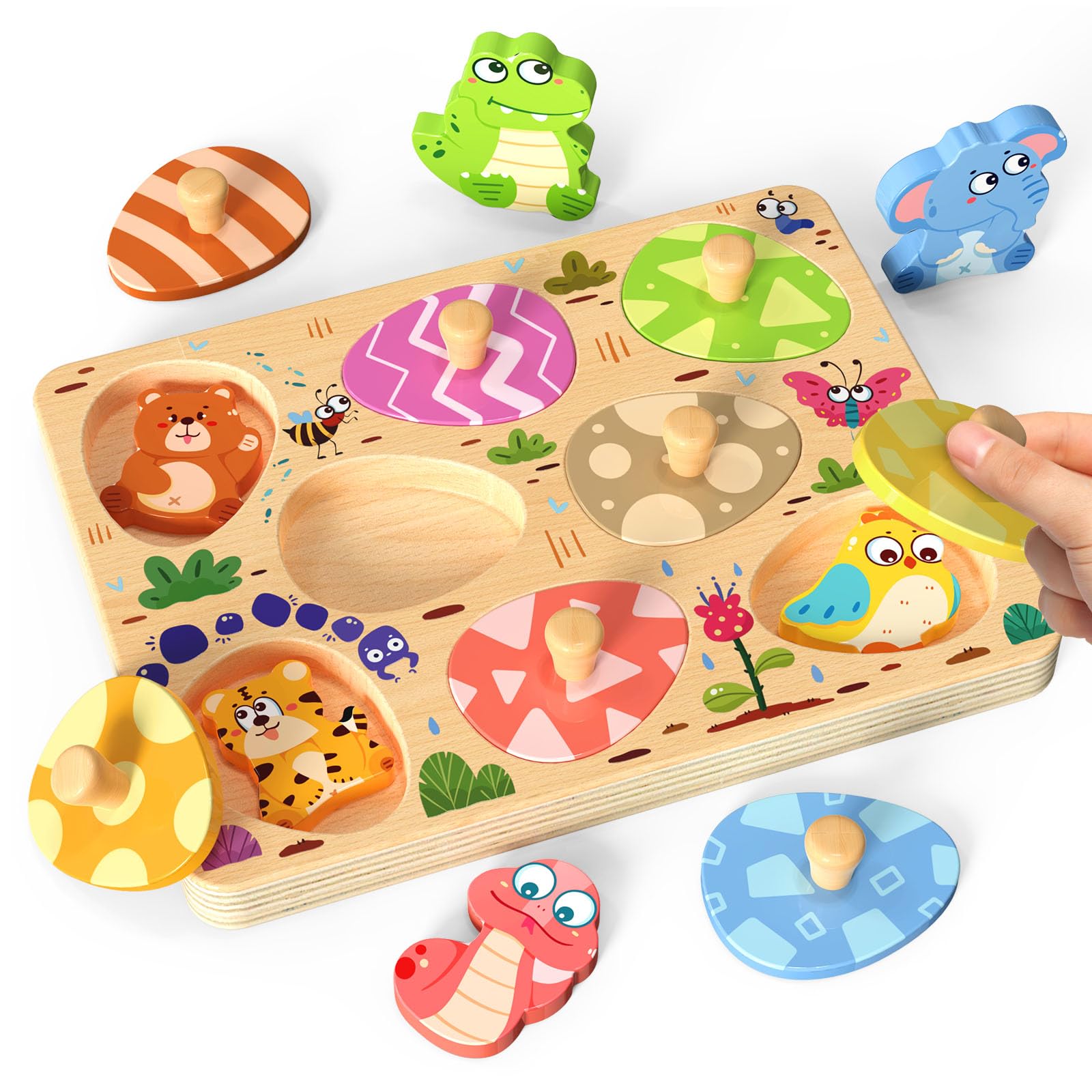 Wooden Animal Matching Egg Puzzle - 8 Piece Montessori Toddler Learning Toy for Boys & Girls | Educational Preschool Activity, Easter & Birthday Gift for Kids | Perfect for Early Childhood Development & Sensory Play