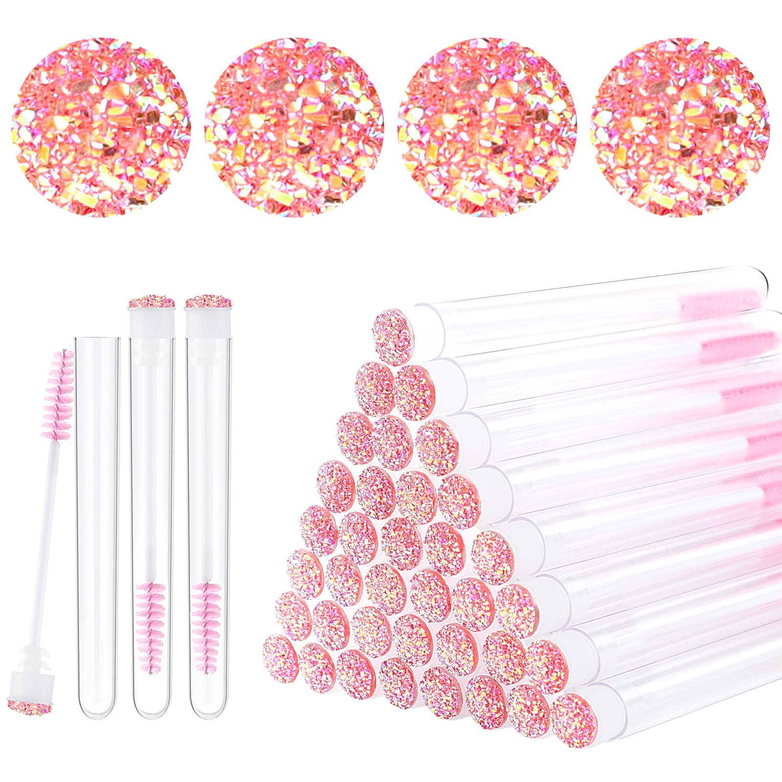 20pcs Pink Eyelash Brushes - Professional Lash Wand Makeup Tools for Eyelash Extensions, Mascara Application & Cleaning - Perfect for Salons, Home Use & Travel Beauty Kits