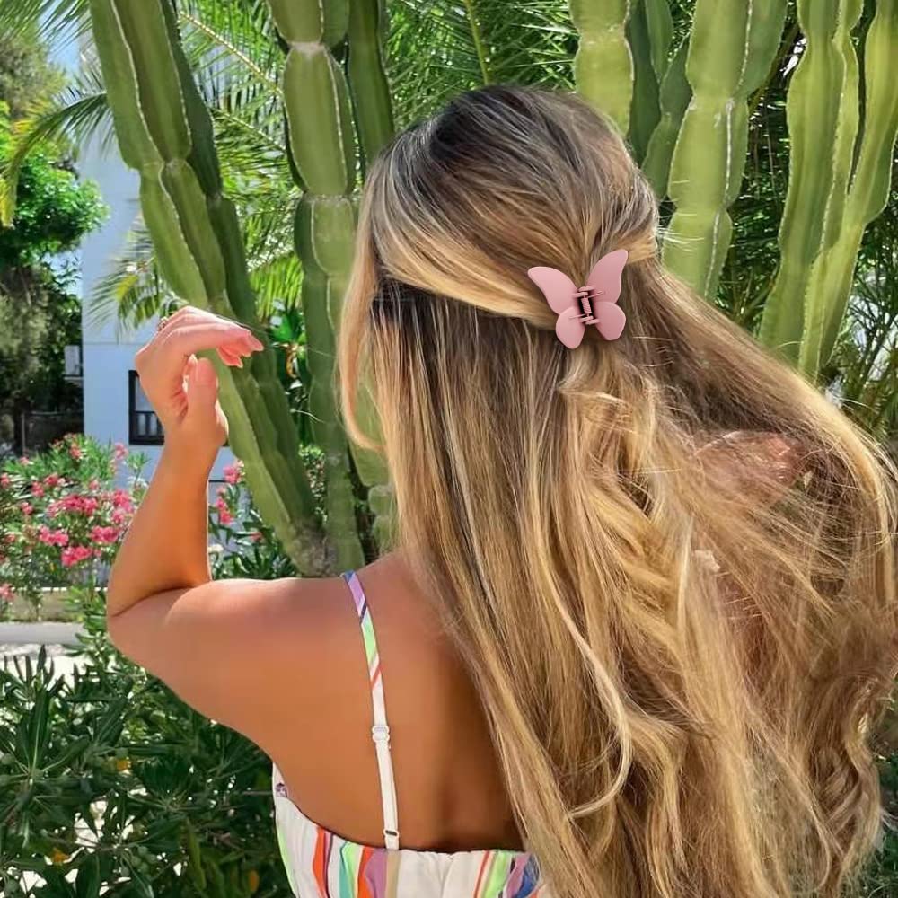 Butterfly Hair Clips for Women & Girls - 4Pcs Matte Jaw Claw Clips for Thin Hair - Hair Accessories for Ponytail, Bun & Updo Hairstyles - Perfect for School, Work & Parties