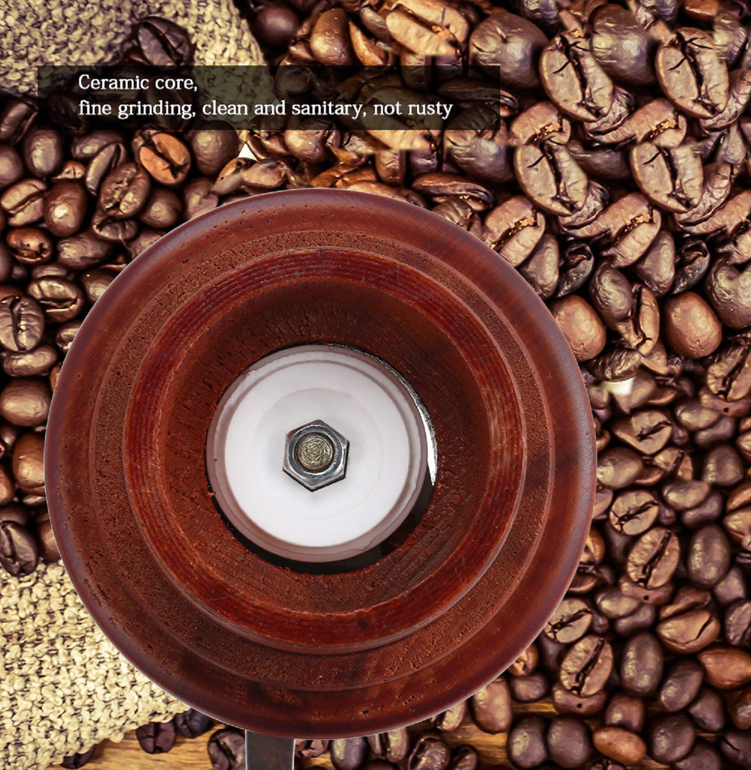 Premium Manual Coffee Grinder - Classic Wooden & Stainless Steel Retro Burr Mill for Espresso, French Press & Pour Over - Perfect for Home, Office & Travel Use
