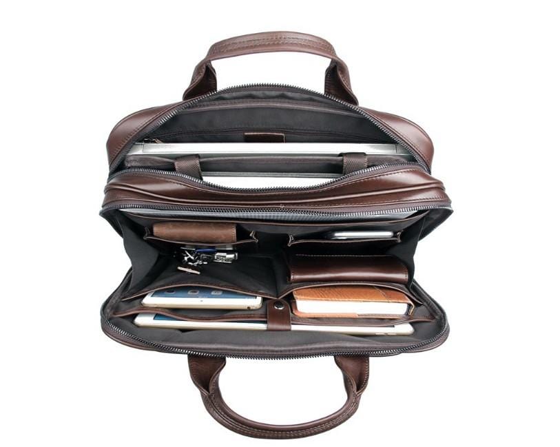 Premium Men's Business Leather Laptop Briefcase - 17 Inch Large Professional Work Bag for Office, Travel & Commuting - Durable Laptop Messenger Bag for Business Professionals & Executives
