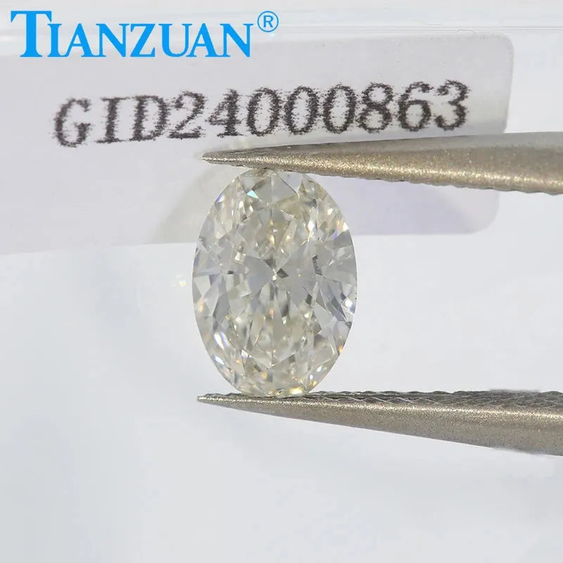Lab Grown Oval Diamond CVD I-J Color VS2 2EX Loose Gemstone Bead - GEMID Certified for Jewelry Making, Engagement Rings & Fine Crafting