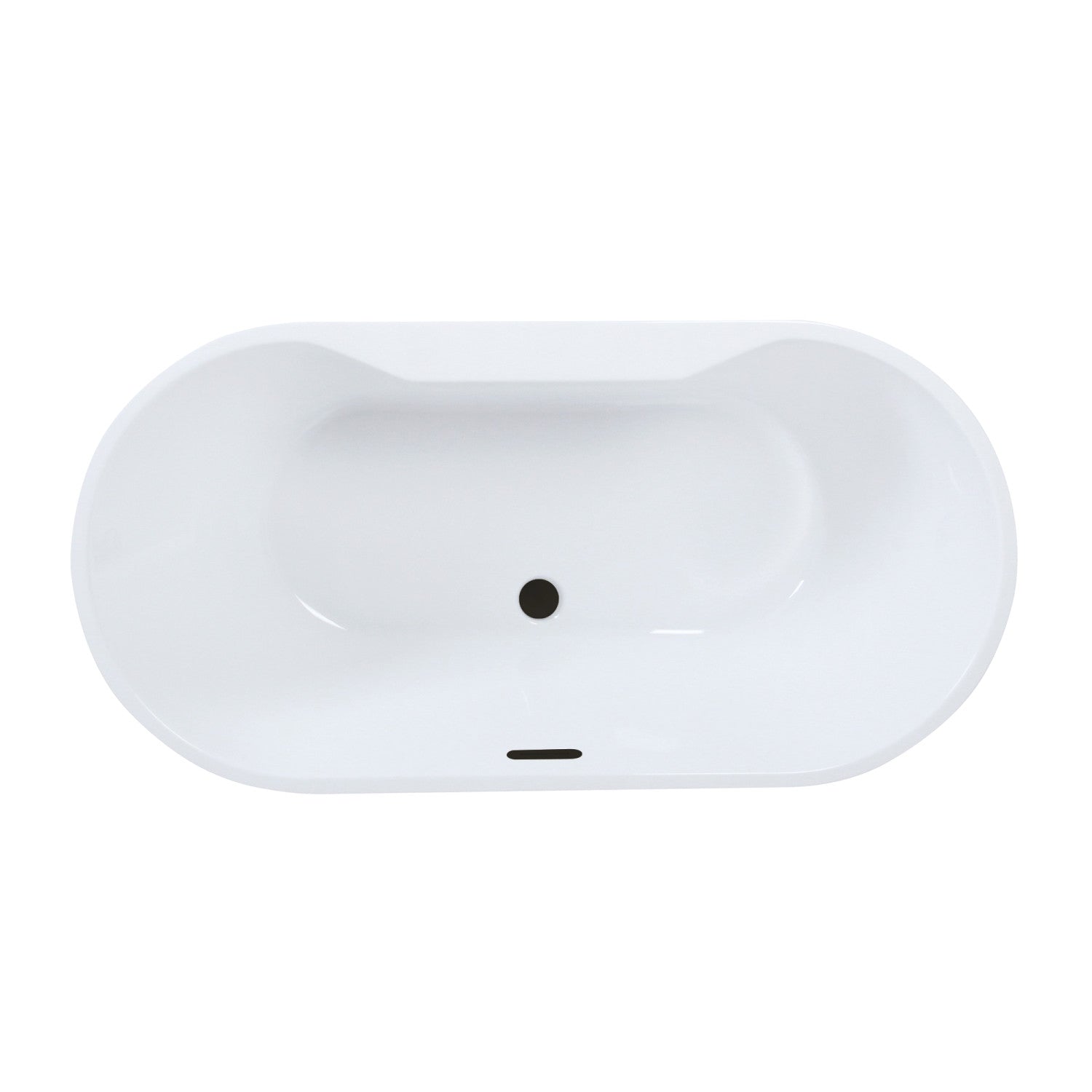 Aqua Eden 59-Inch Acrylic Freestanding Bathtub - Oval Double-Ended Soaking Tub with Drain, Glossy White & Matte Black Finish | Perfect for Modern Bathrooms & Spa-Like Relaxation