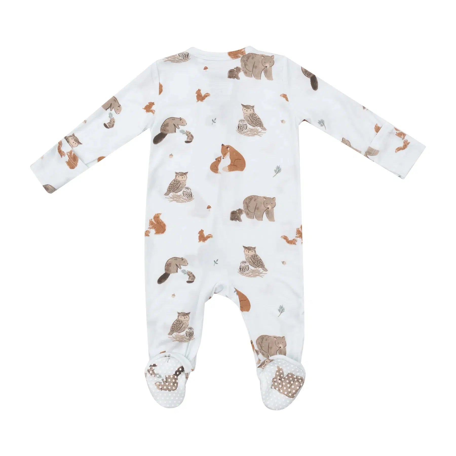 Angel Dear Two-Way Zipper Footie Pajamas - Woodland Animals Print in Blue | Soft Baby Sleepwear for Boys & Girls | Perfect for Nursery, Bedtime & Playtime