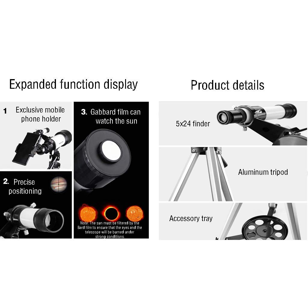 70mm Aperture 400mm AZ Mount Refractor Telescope for Astronomy Beginners & Kids - Portable Travel Telescope with Tripod for Stargazing, Camping & Outdoor Adventures (Package A)