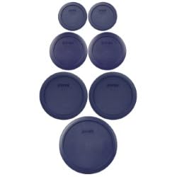 Pyrex Food Storage Plastic Replacement Lids Set - 3-Piece Dark Blue Airtight Covers for Meal Prep & Leftovers Organization