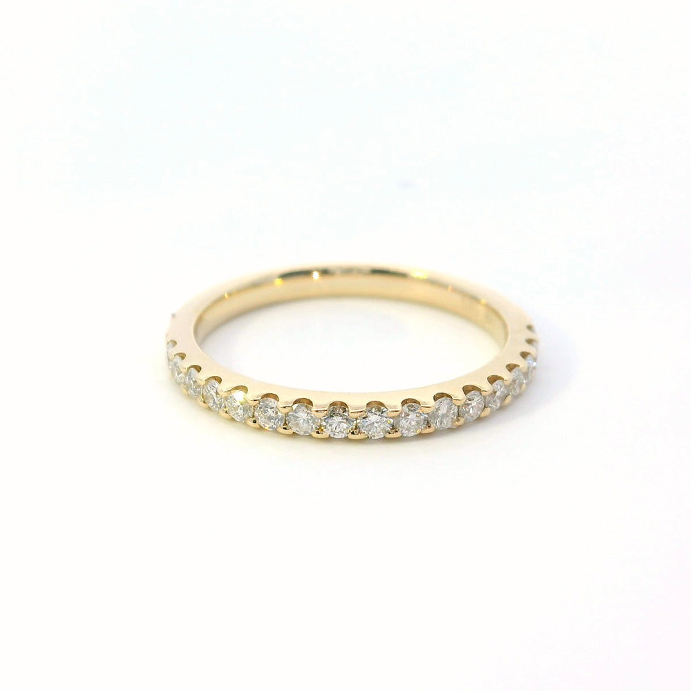 18K Yellow Gold Shared Prong Half Eternity Natural Round Diamond Wedding Band for Women - Perfect for Engagement, Anniversary & Bridal Jewelry Gifts