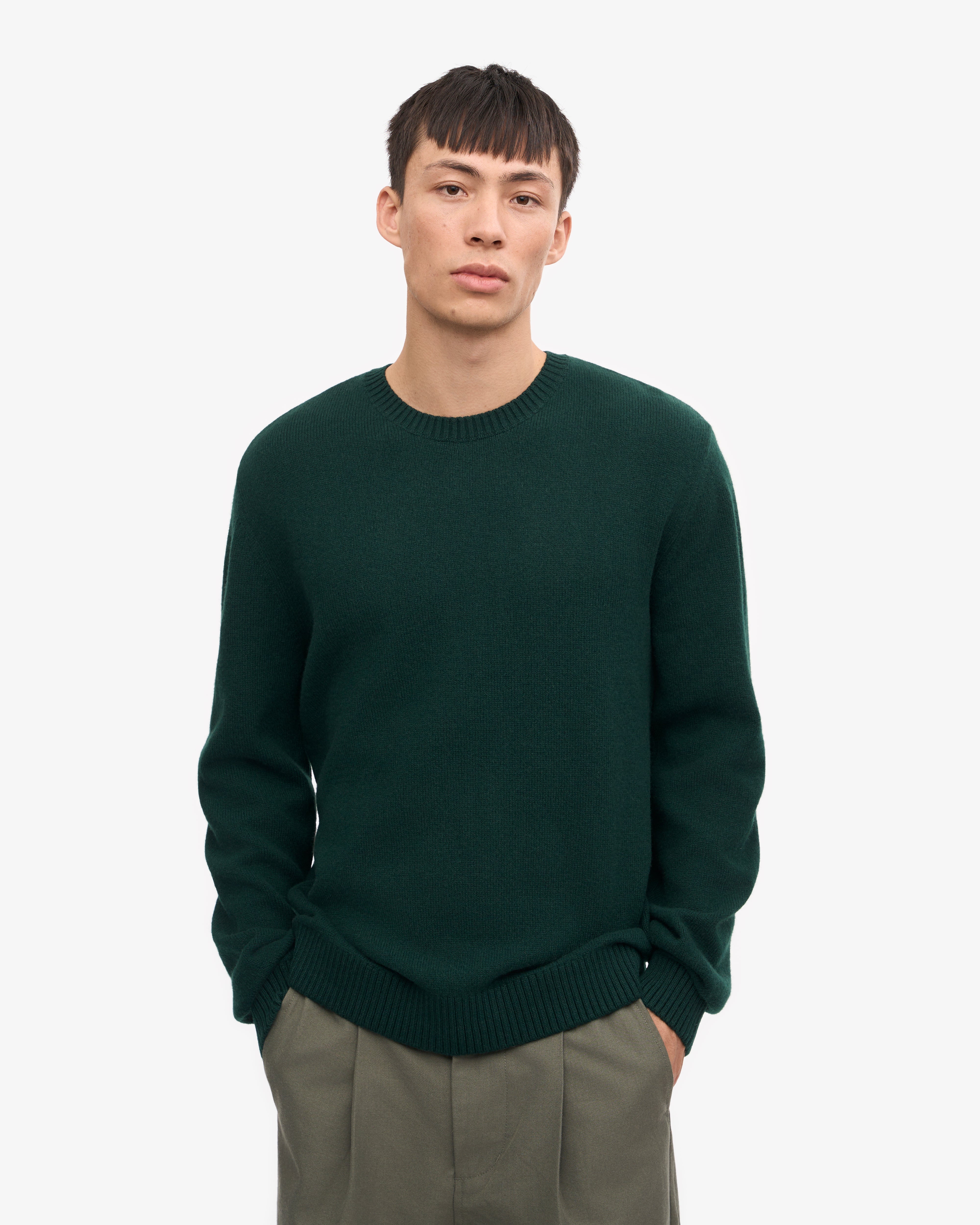 Premium Classic Merino Wool Crew Neck Sweater - Soft & Warm Emerald Green Pullover for Men & Women | Perfect for Winter, Fall & Casual Outfits