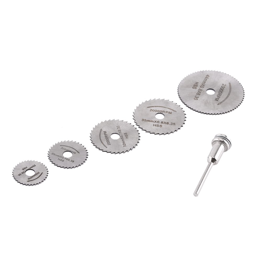 5-Piece Mini HSS Circular Saw Blade Set with Extension Rod - High Speed Steel Cutting Blades for Metal & Wood - Perfect for DIY Projects, Home Renovation & Crafting