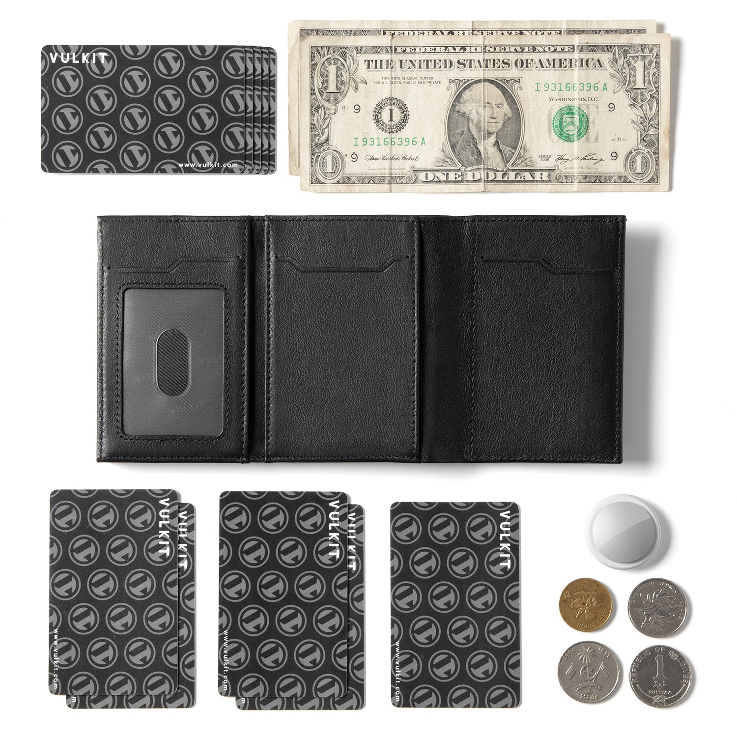 VC302P Genuine Leather Tri-Fold Wallet with Side Slider Mechanism, Back Zipper Slot & Magnetic Closure - Perfect for Men's Everyday Carry, Business & Travel