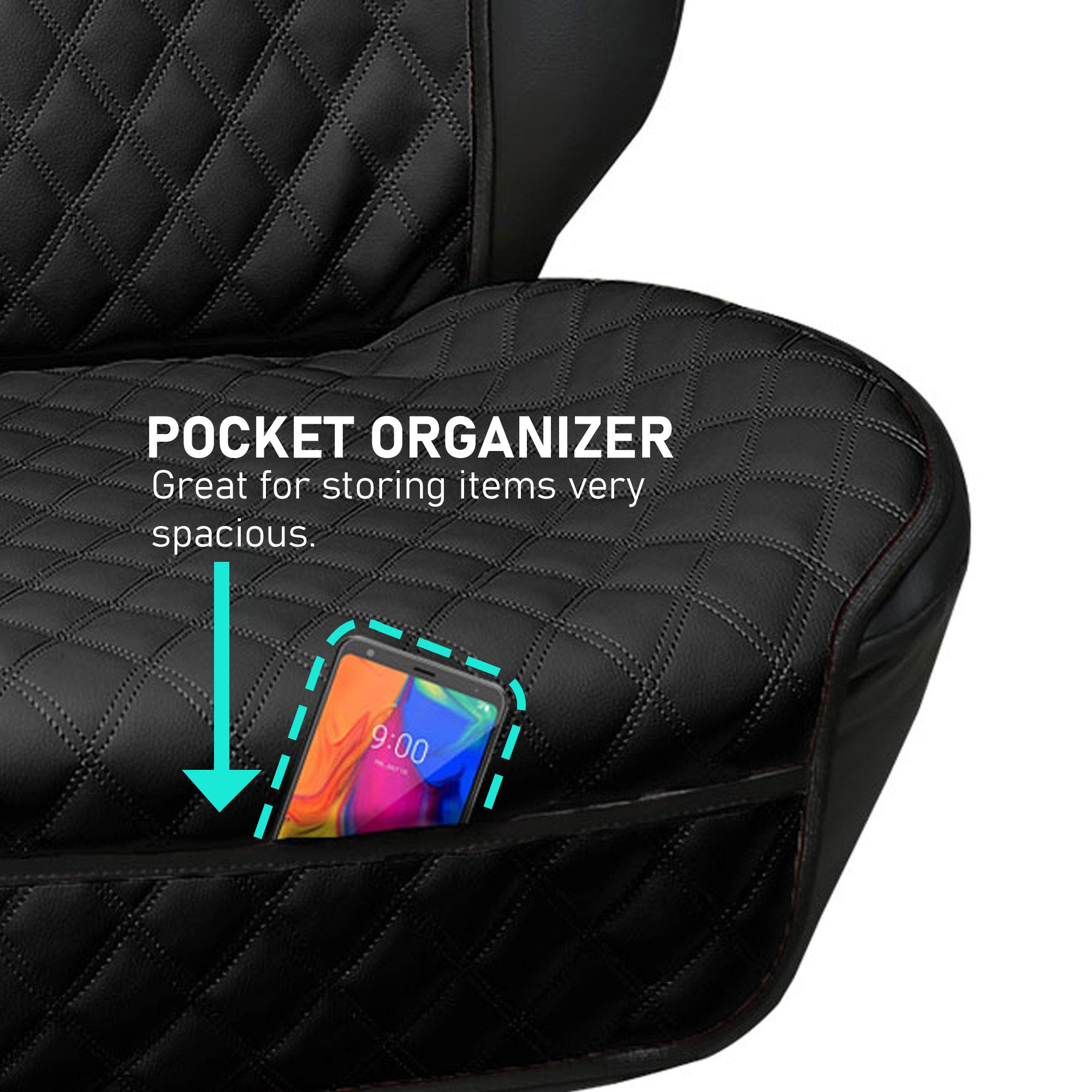 FH Group Neosupreme Car Seat Covers - 2 Pack Universal Fit Waterproof Faux Leather Seat Protectors for Cars, Trucks & SUVs | Black Auto Accessories for Comfort & Style | Perfect for Road Trips, Commuting & Family Travel