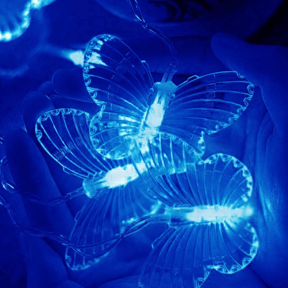 60 LED Butterfly Curtain Lights - 13.1FT USB Powered Fairy Lights with Remote, 8 Lighting Modes & 12 Decorative Butterflies - Waterproof Twinkle Lights for Bedroom, Christmas, Holiday Party, Wedding & Outdoor Decor (Blue)