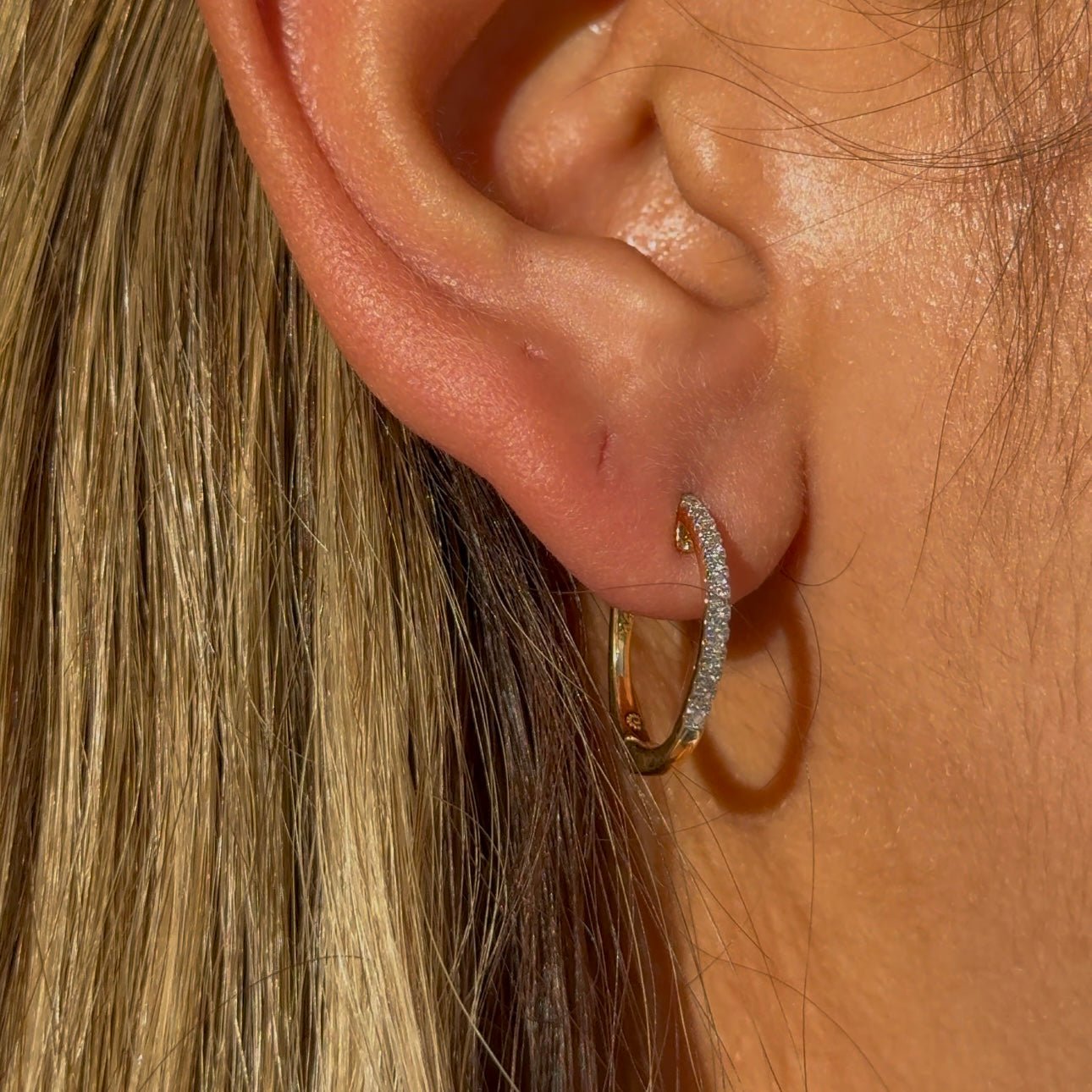 14K Yellow Gold Diamond Hoop Earrings for Women - Elegant Dainty Everyday Hoops for Gifts, Parties & Special Occasions