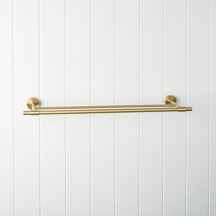 600mm Brushed Brass Double Towel Rail - Premium Bathroom Towel Holder for Melbourne Homes - Perfect for Modern and Luxury Bathroom Decor