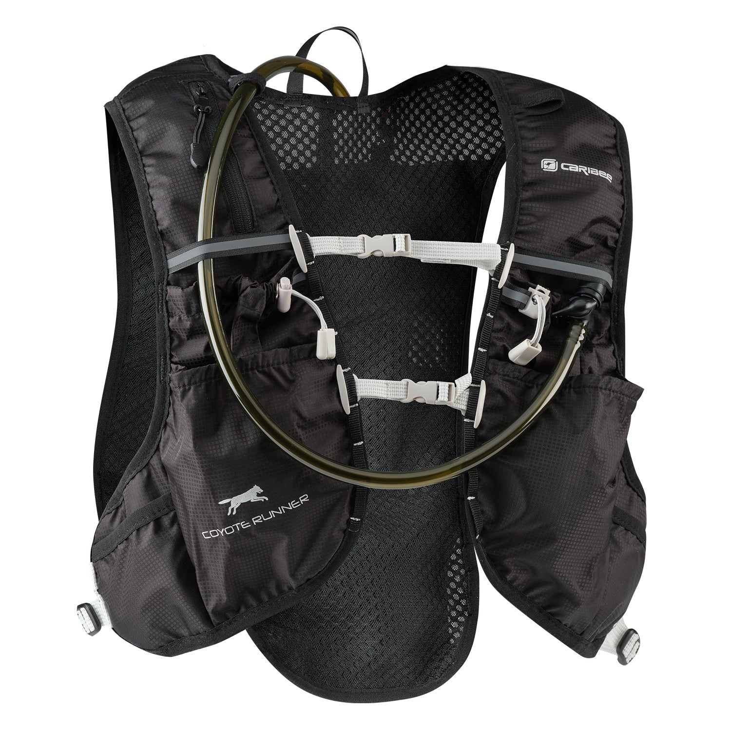 Caribee Coyote Runner 2L Hydration Vest - Lightweight Running Hydration Pack for Trail Runners & Hikers - Perfect for Outdoor Adventures & Marathon Training - Black