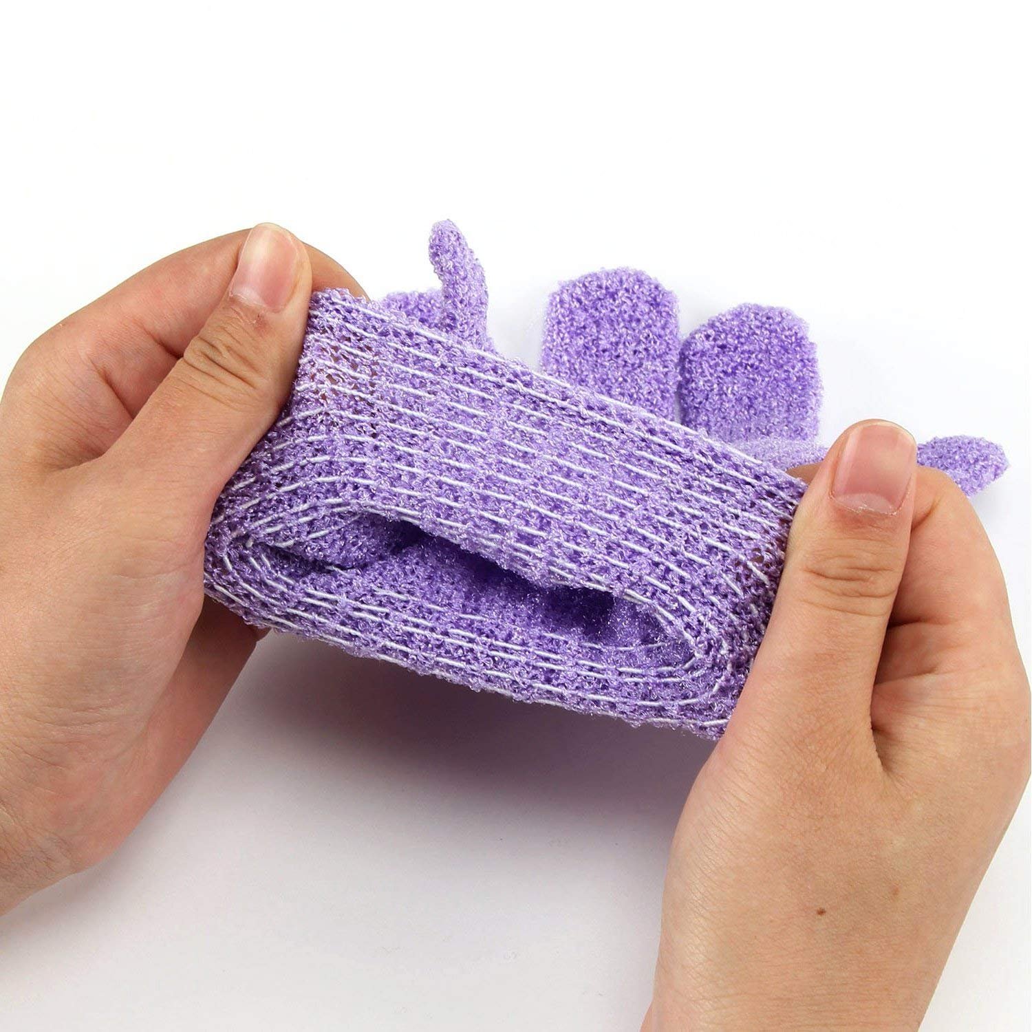 Exfoliating Bath Glove for Smooth Skin - Body Scrub Mitt for Shower & Spa - Moisturizing Exfoliator with Massage Texture - Perfect for Dry Skin & Dead Cell Removal (Purple) - Ideal for Home Spa, Self-Care Routine & Relaxing Bath Time
