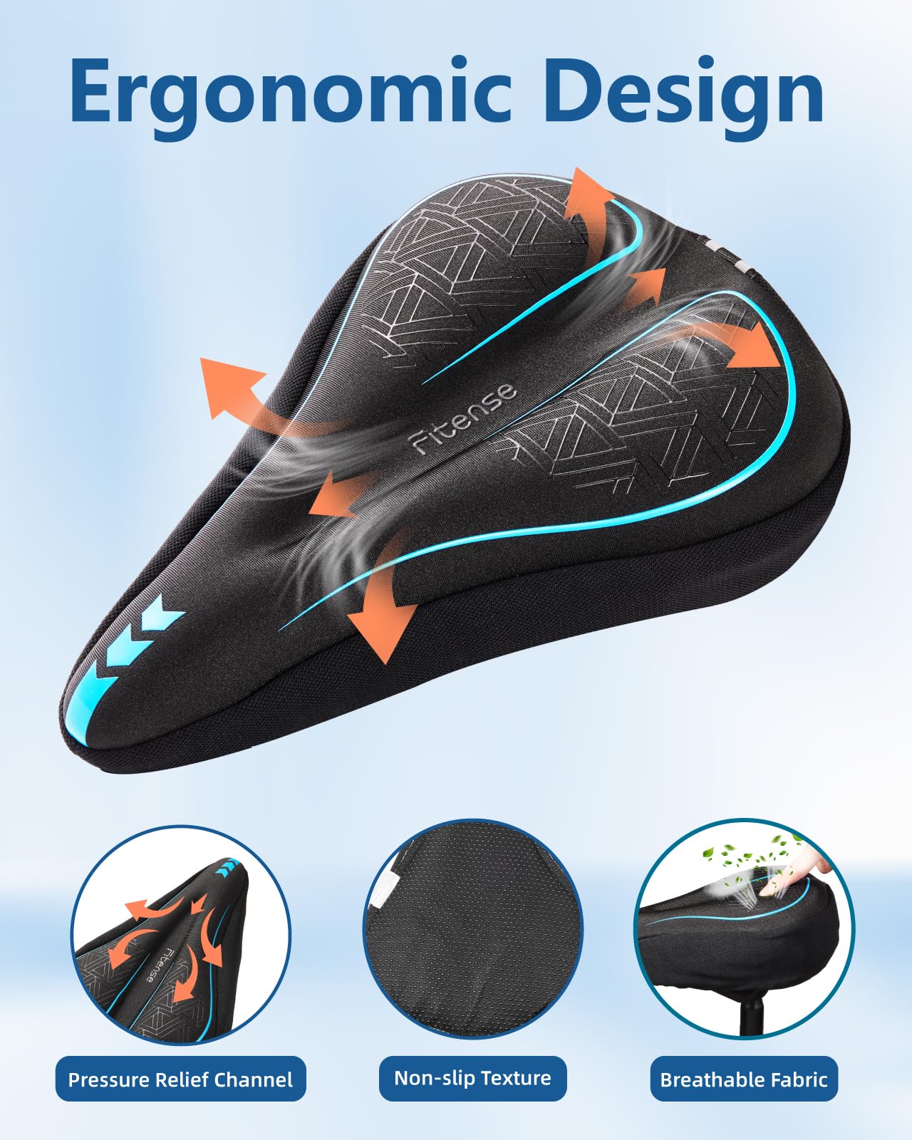 **Gel Bike Seat Cushion - Extra Soft Padded Bicycle Seat Cover for Men & Women - Adjustable Velcro for Peloton, Spin & Stationary Bikes - Perfect for Long Rides, Indoor Cycling & Commuting**